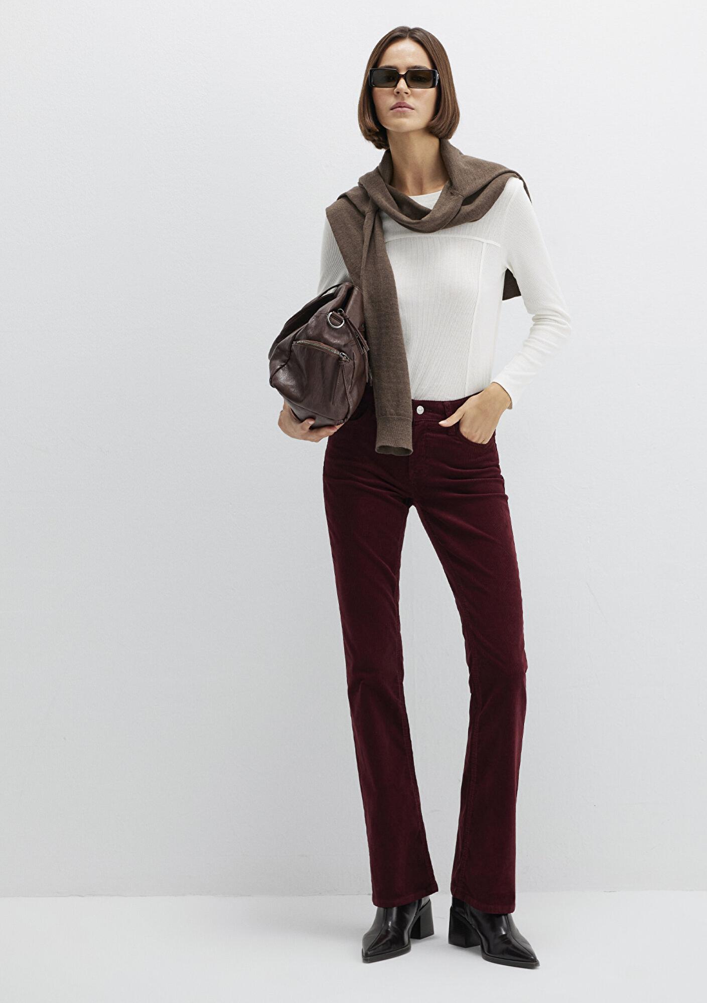 Mavi Molly Bordo Kadife Pantolon 1013689467