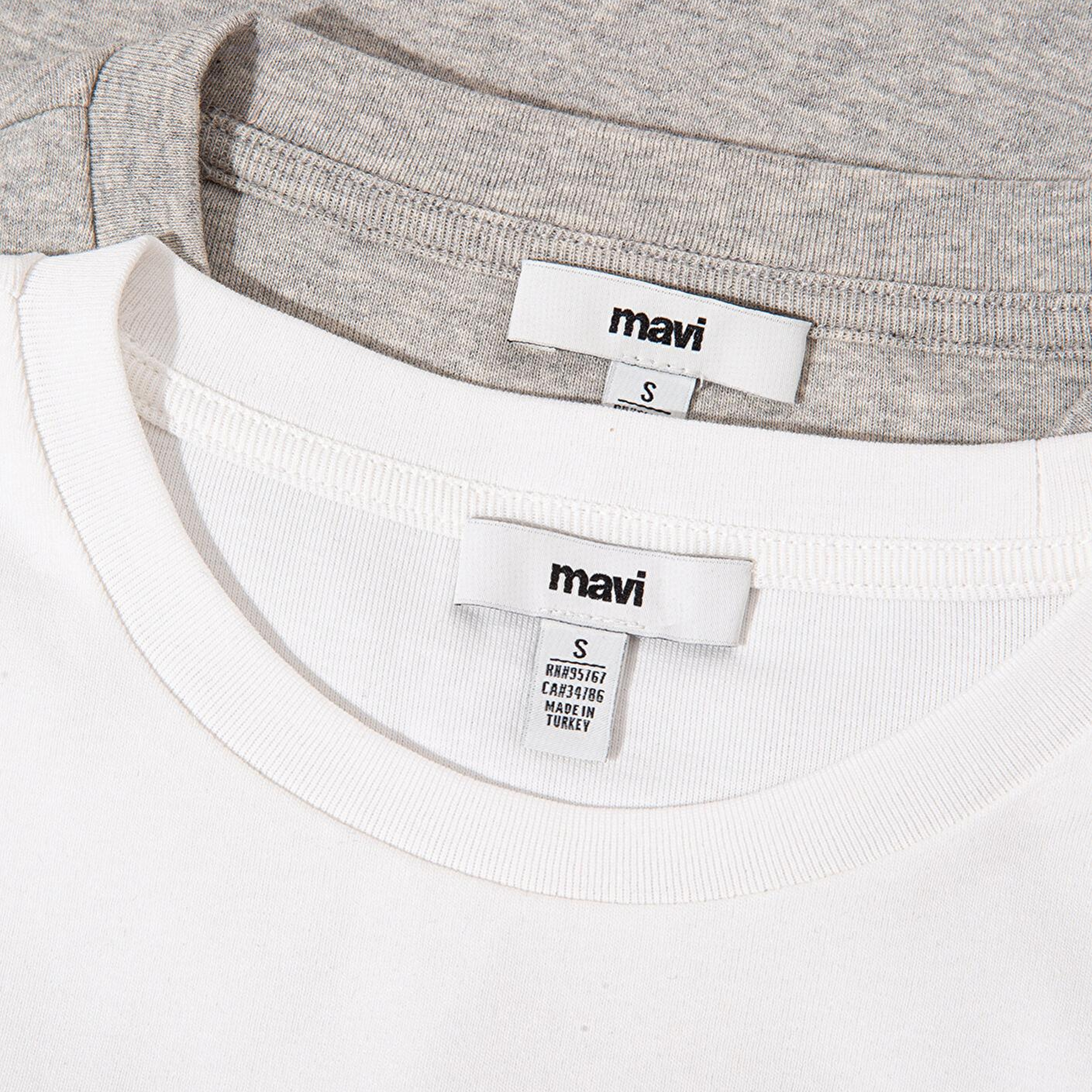 Mavi 2li Uzun Kollu Crop Basic Tişört Fitted / Vücuda Oturan Kesim 1613021-88467