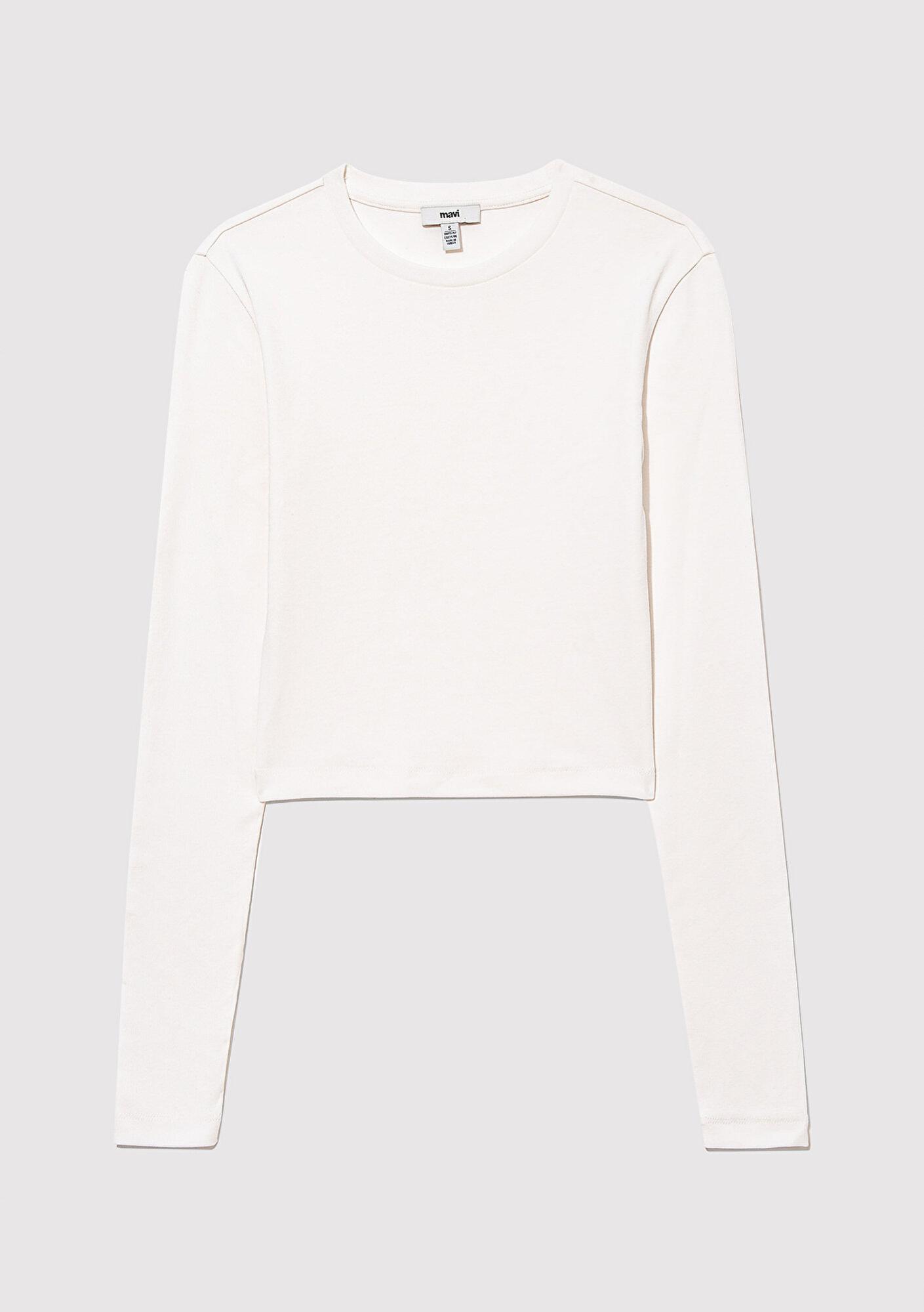 Mavi 2li Uzun Kollu Crop Basic Tişört Fitted / Vücuda Oturan Kesim 1613021-88467