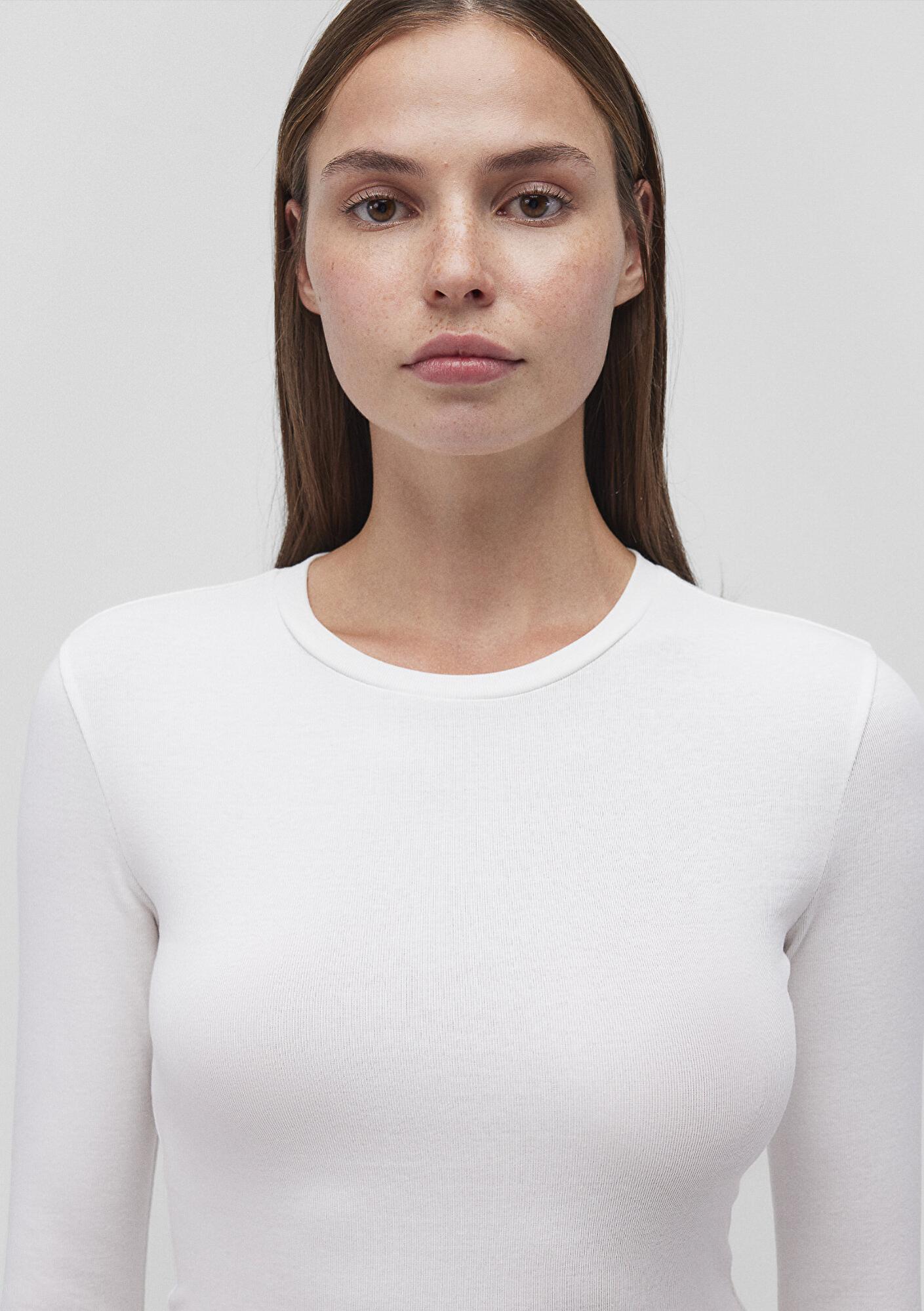 Mavi 2li Uzun Kollu Crop Basic Tişört Fitted / Vücuda Oturan Kesim 1613021-88467