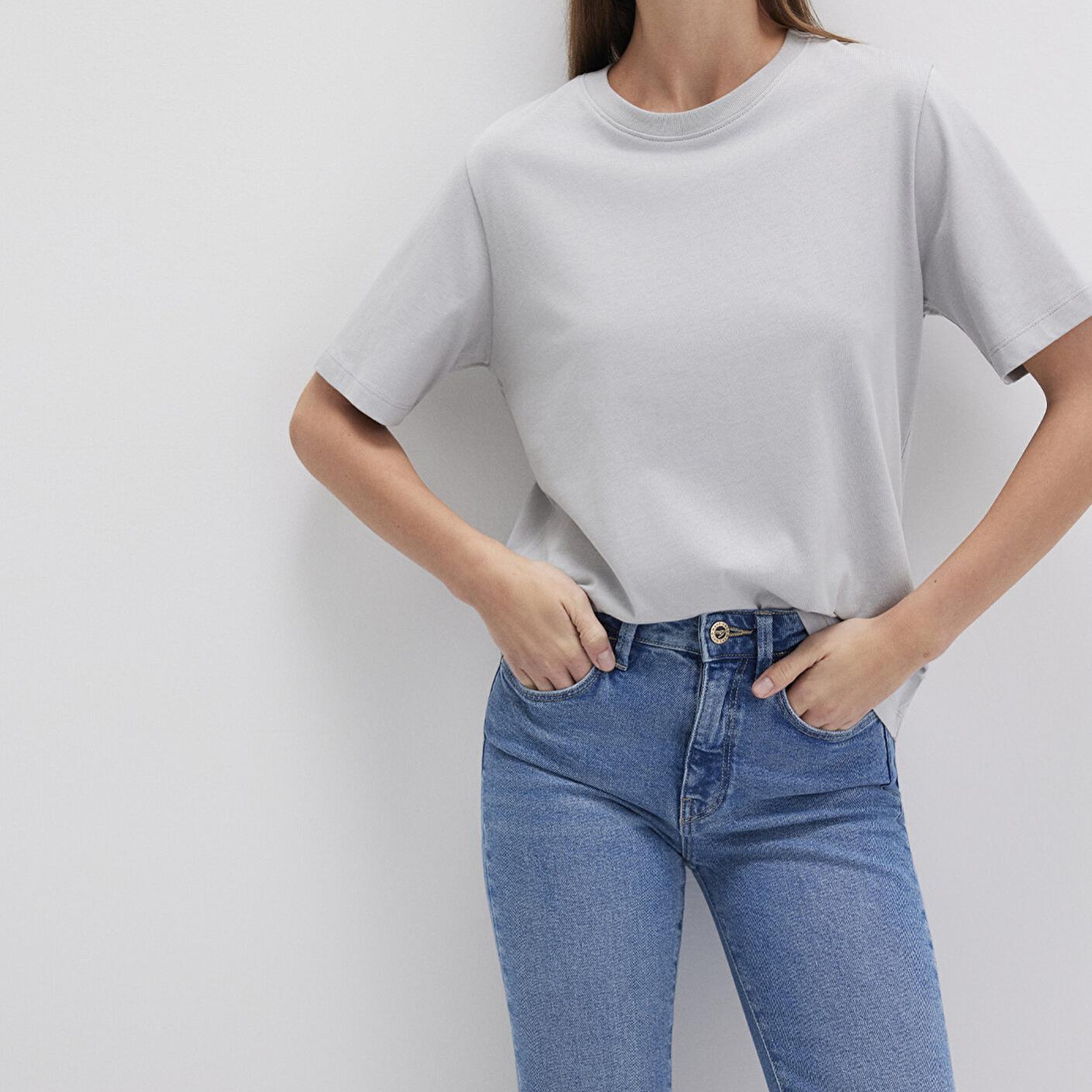 Mavi Bisiklet Yaka Gri Basic Tişört Regular Fit / Normal Kesim 1600955-83096