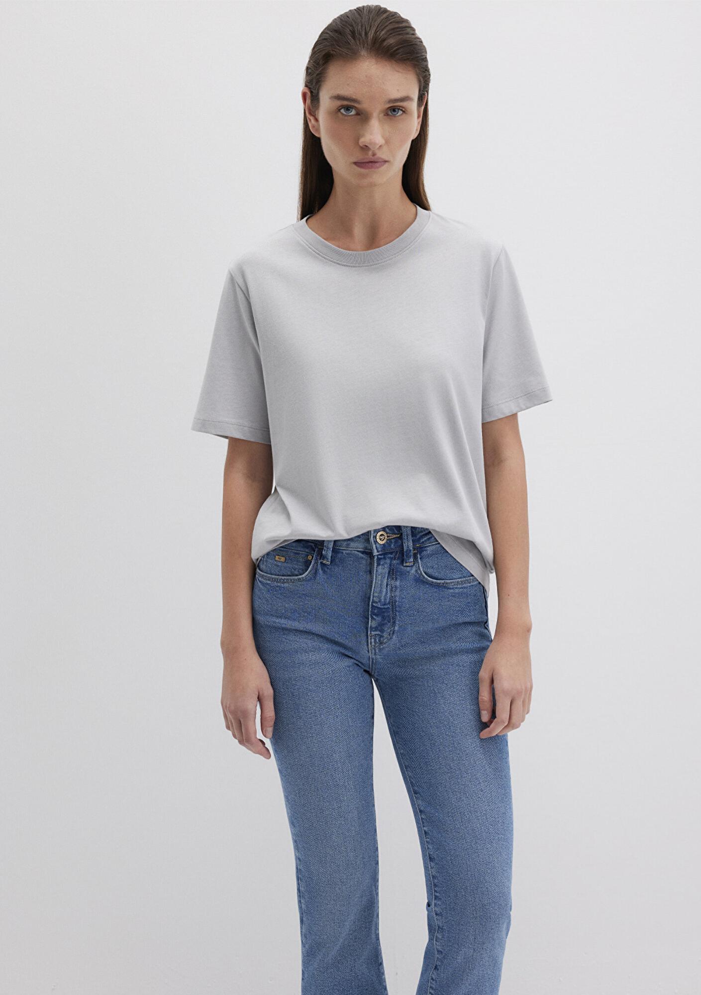 Mavi Bisiklet Yaka Gri Basic Tişört Regular Fit / Normal Kesim 1600955-83096