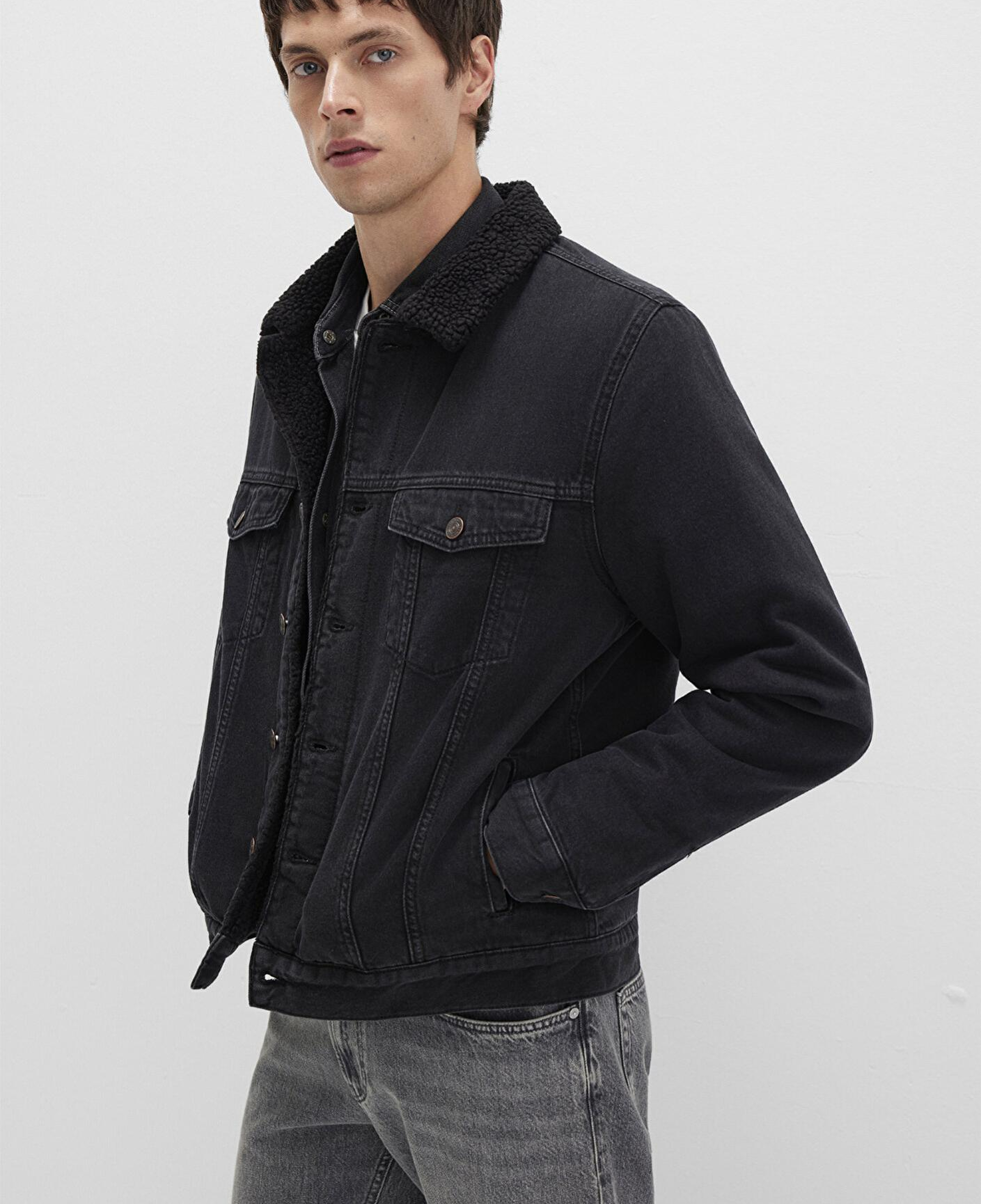 Mavi Zander Classic Denim Siyah Suni Kürklü Jean Ceket 0111214-89117