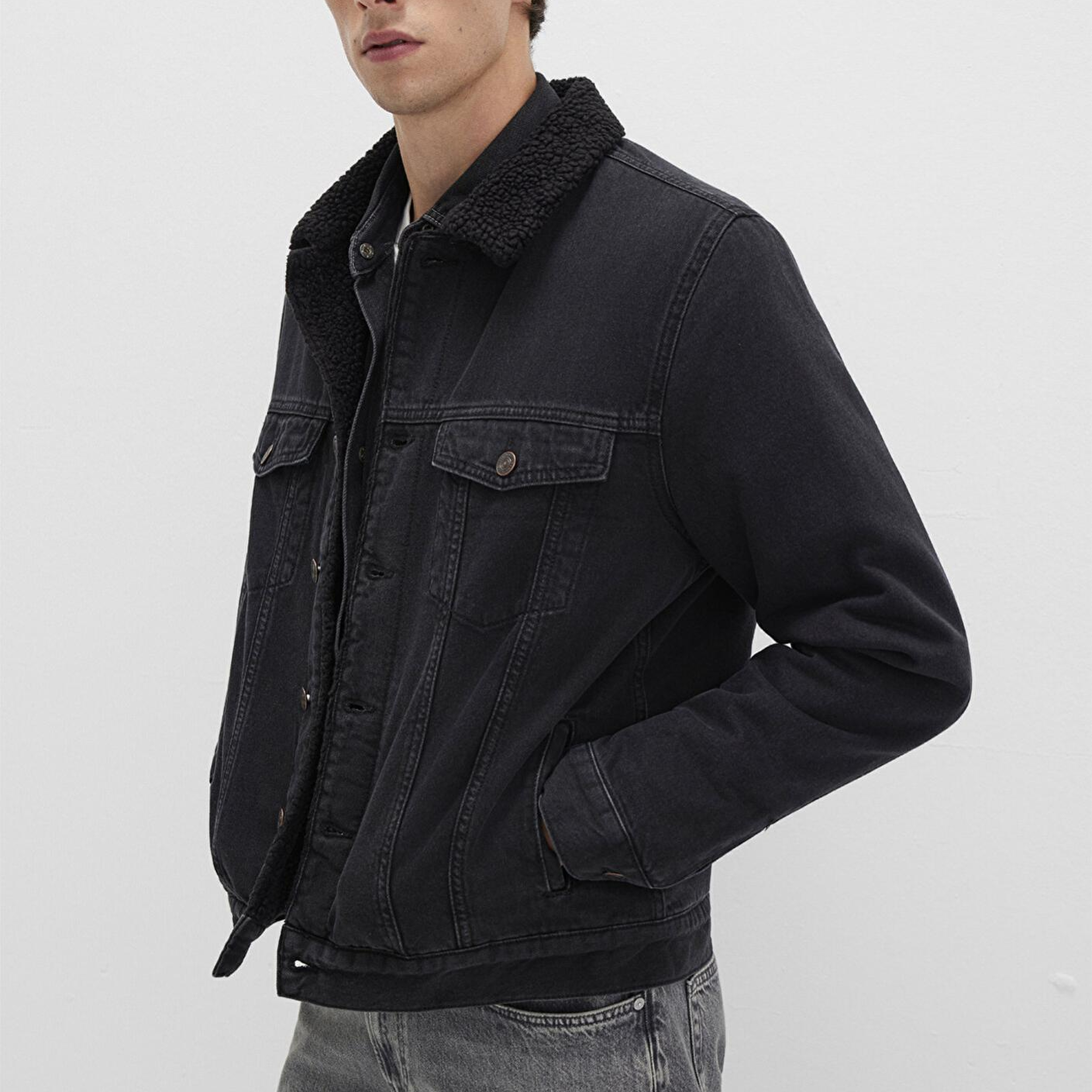 Mavi Zander Classic Denim Siyah Suni Kürklü Jean Ceket 0111214-89117