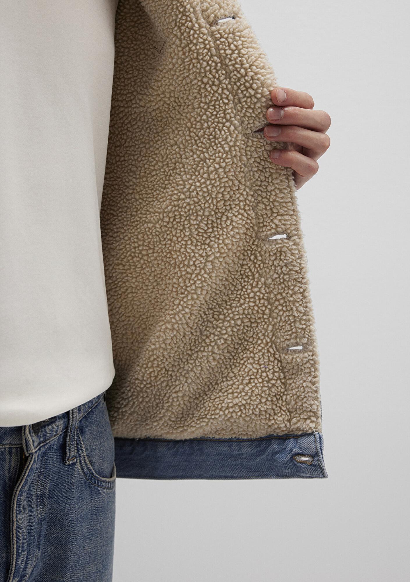 Mavi Zander Classic Denim Suni Kürklü Açık Mavi Jean Ceket 0111214-88554