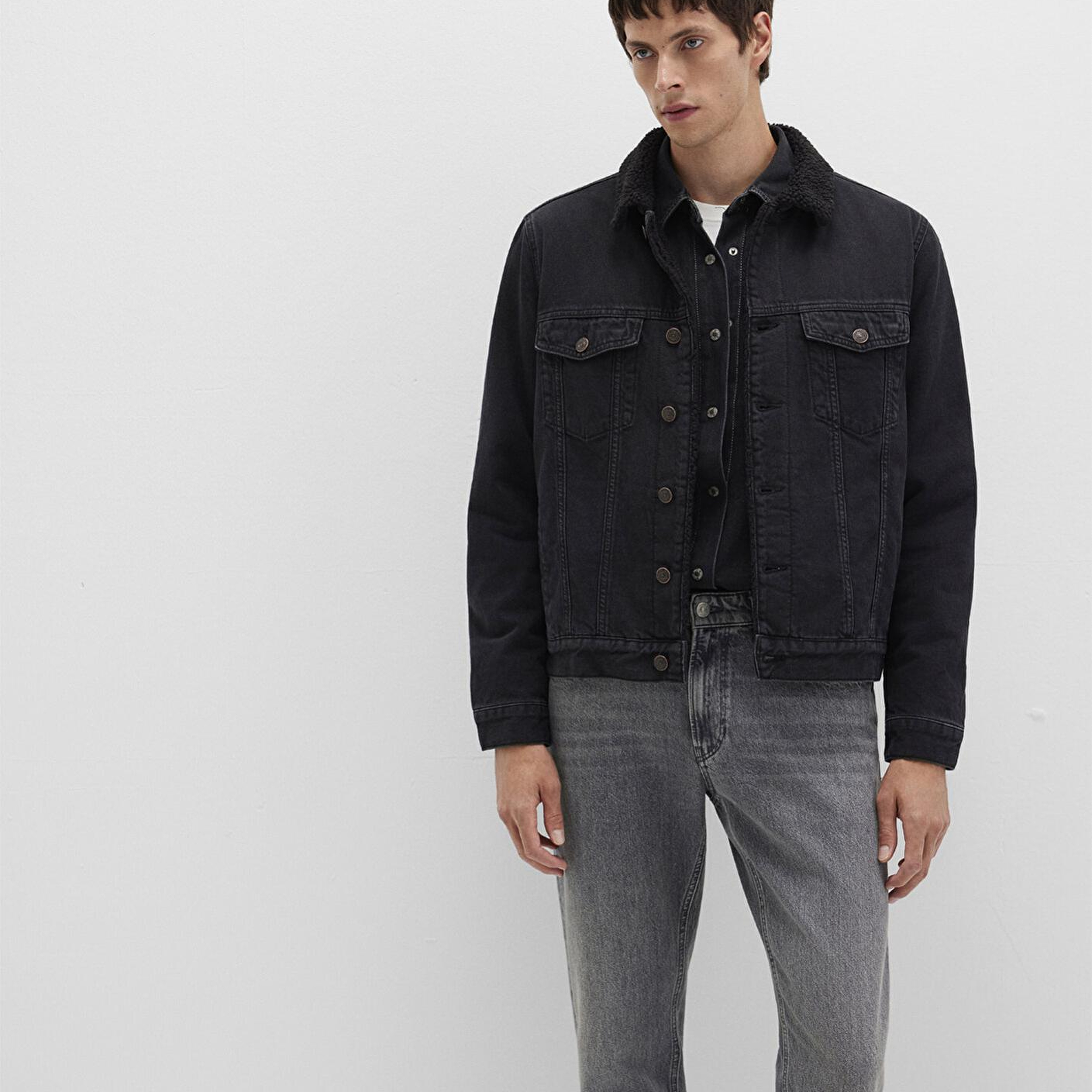 Mavi Zander Classic Denim Siyah Suni Kürklü Jean Ceket 0111214-89117