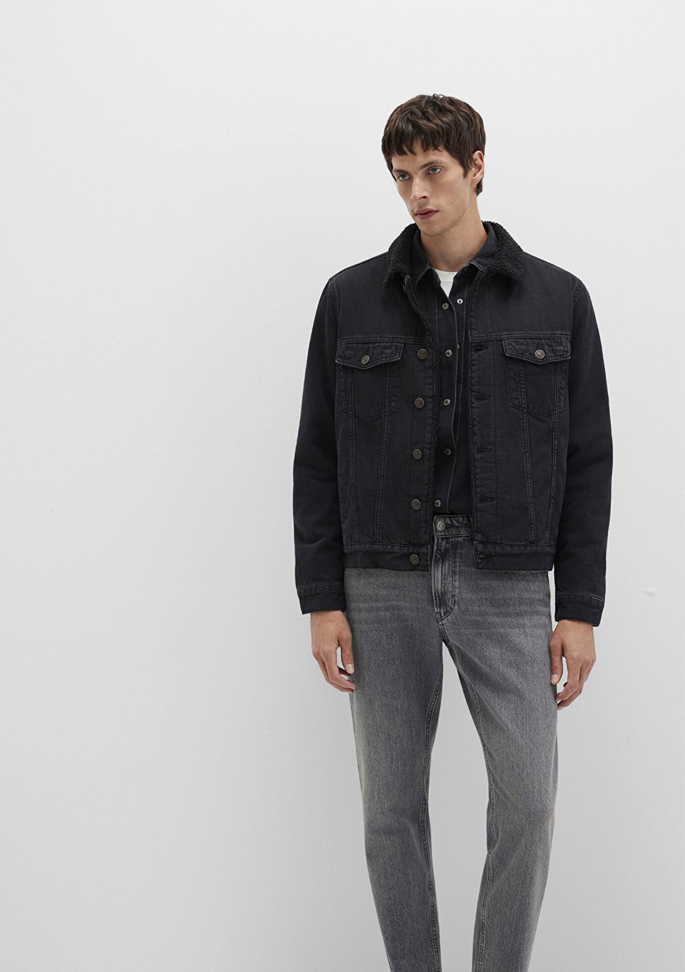 Mavi Zander Classic Denim Siyah Suni Kürklü Jean Ceket 0111214-89117