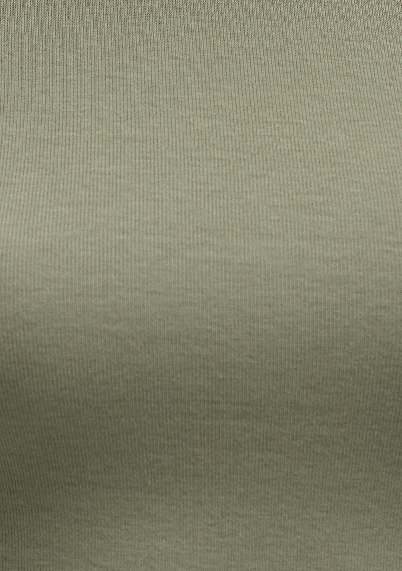 Mavi Uzun Kollu Haki Crop Basic Tişört Crop / Kısa Kesim 1612822-71818