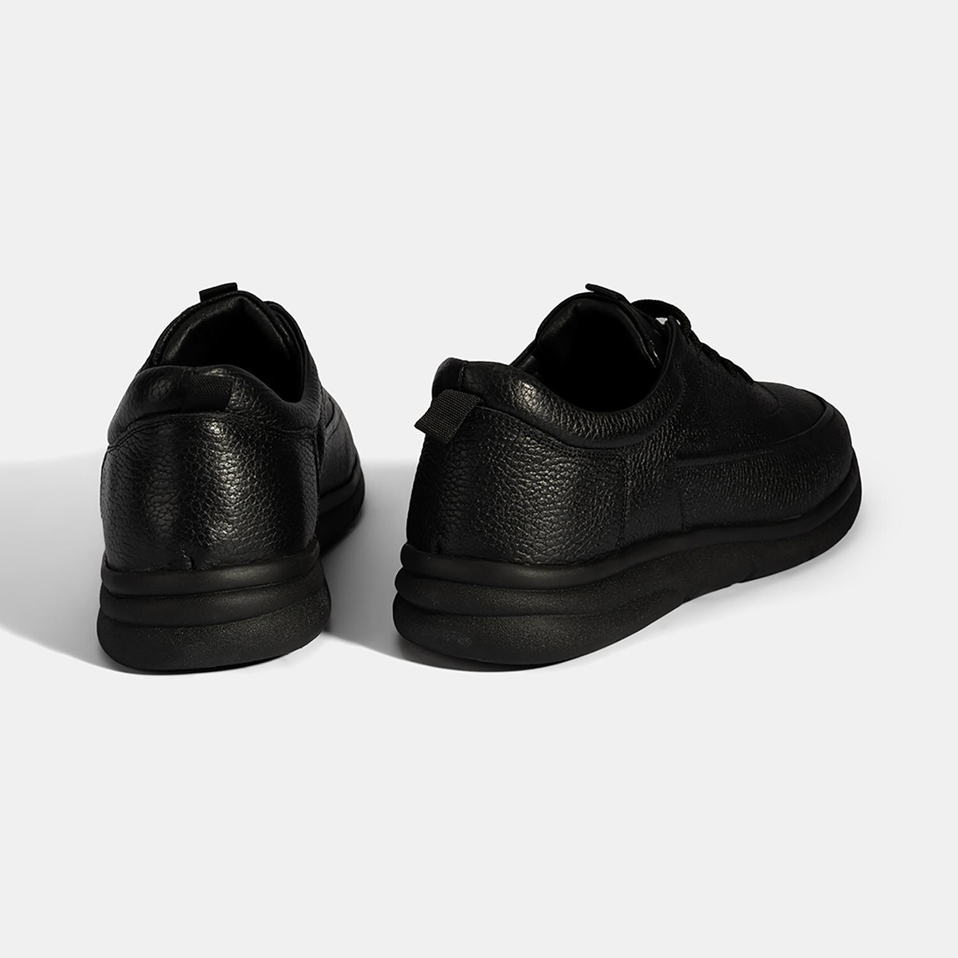 Erkek Siyah Bağcıklı Deri Günlük Ayakkabı