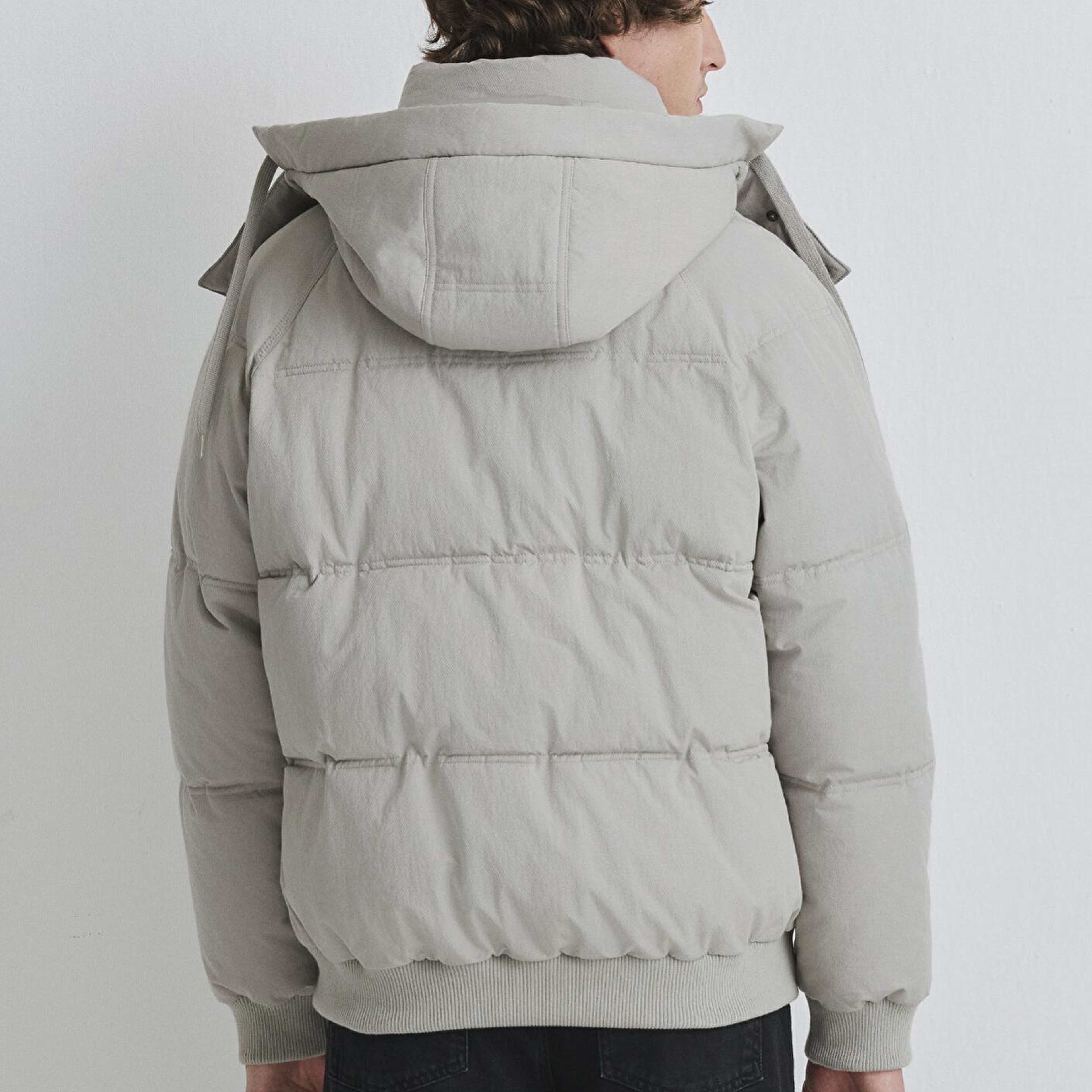 Mavi Kapüşonlu Gri Şişme Mont 0110553-86791