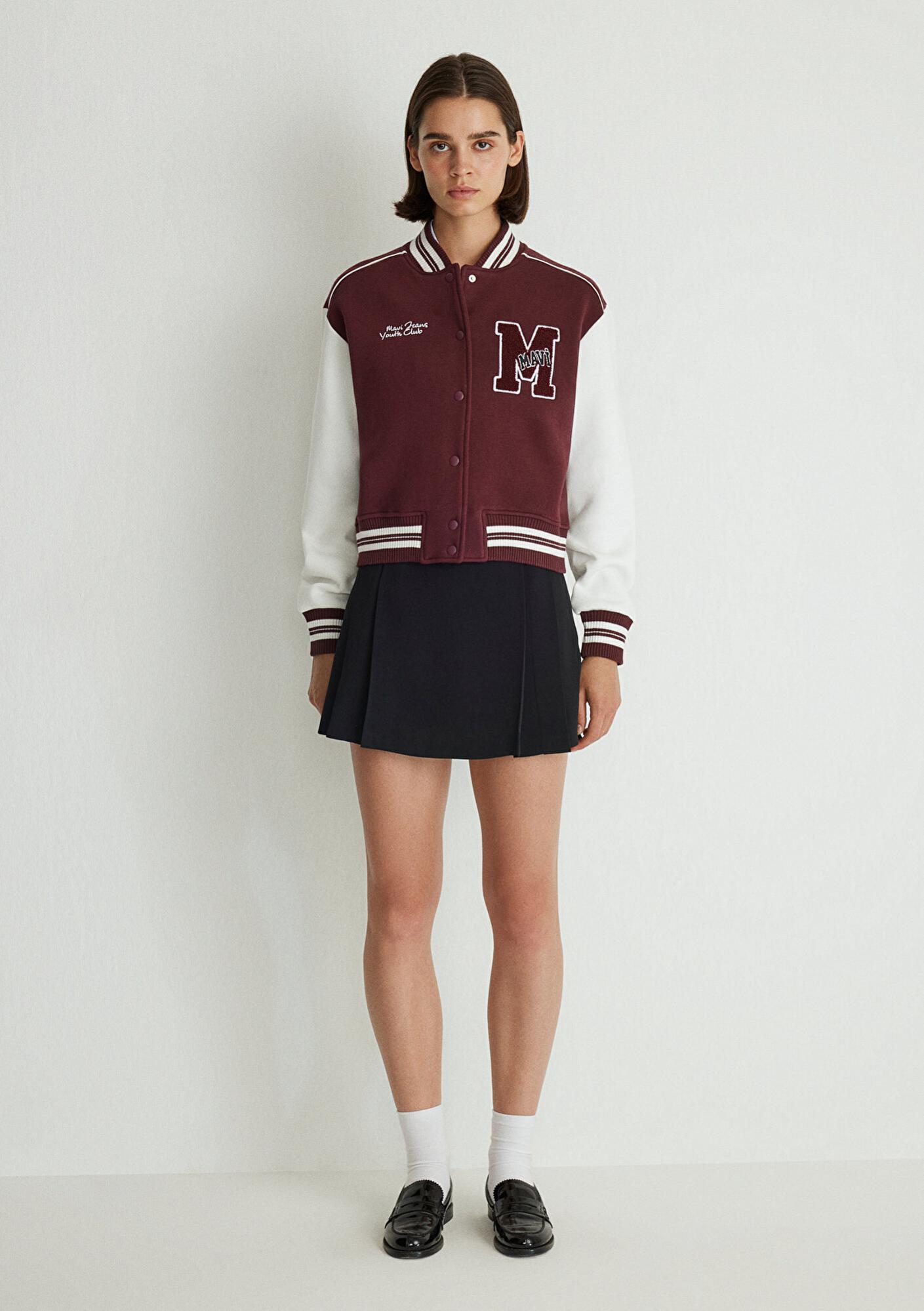 Mavi M Logo Patchli Bordo Bomber Ceket 1110636-70434