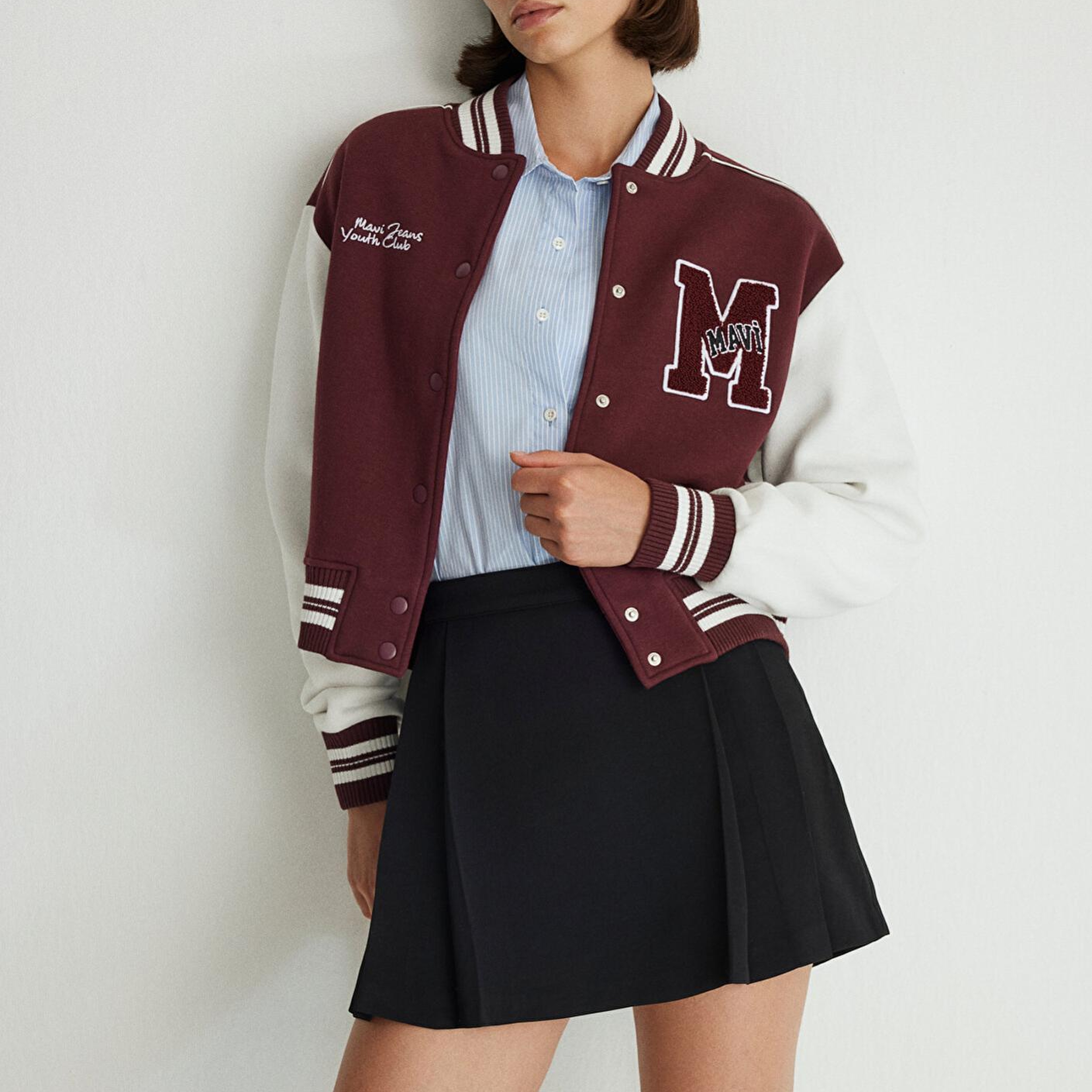 Mavi M Logo Patchli Bordo Bomber Ceket 1110636-70434