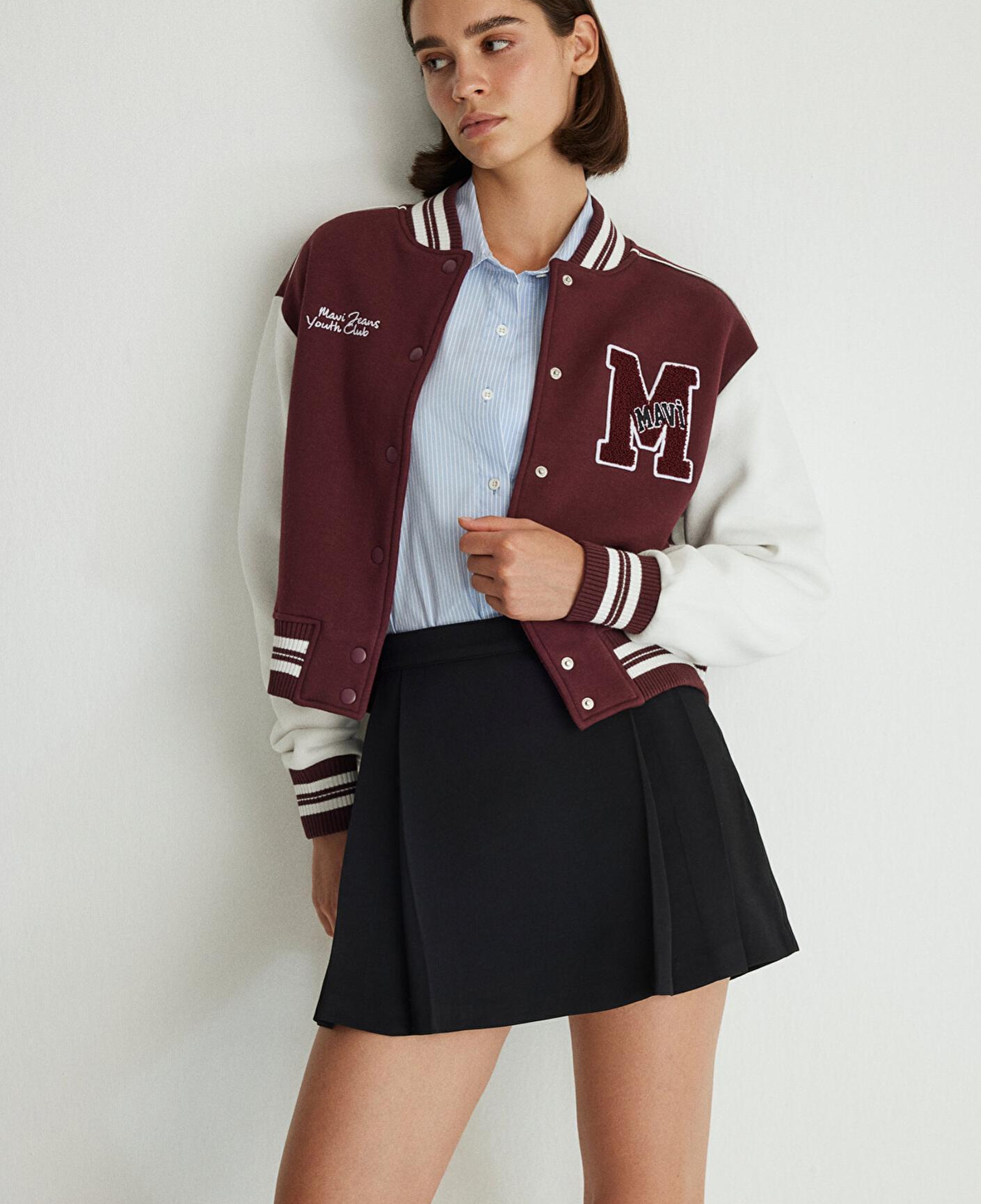 Mavi M Logo Patchli Bordo Bomber Ceket 1110636-70434