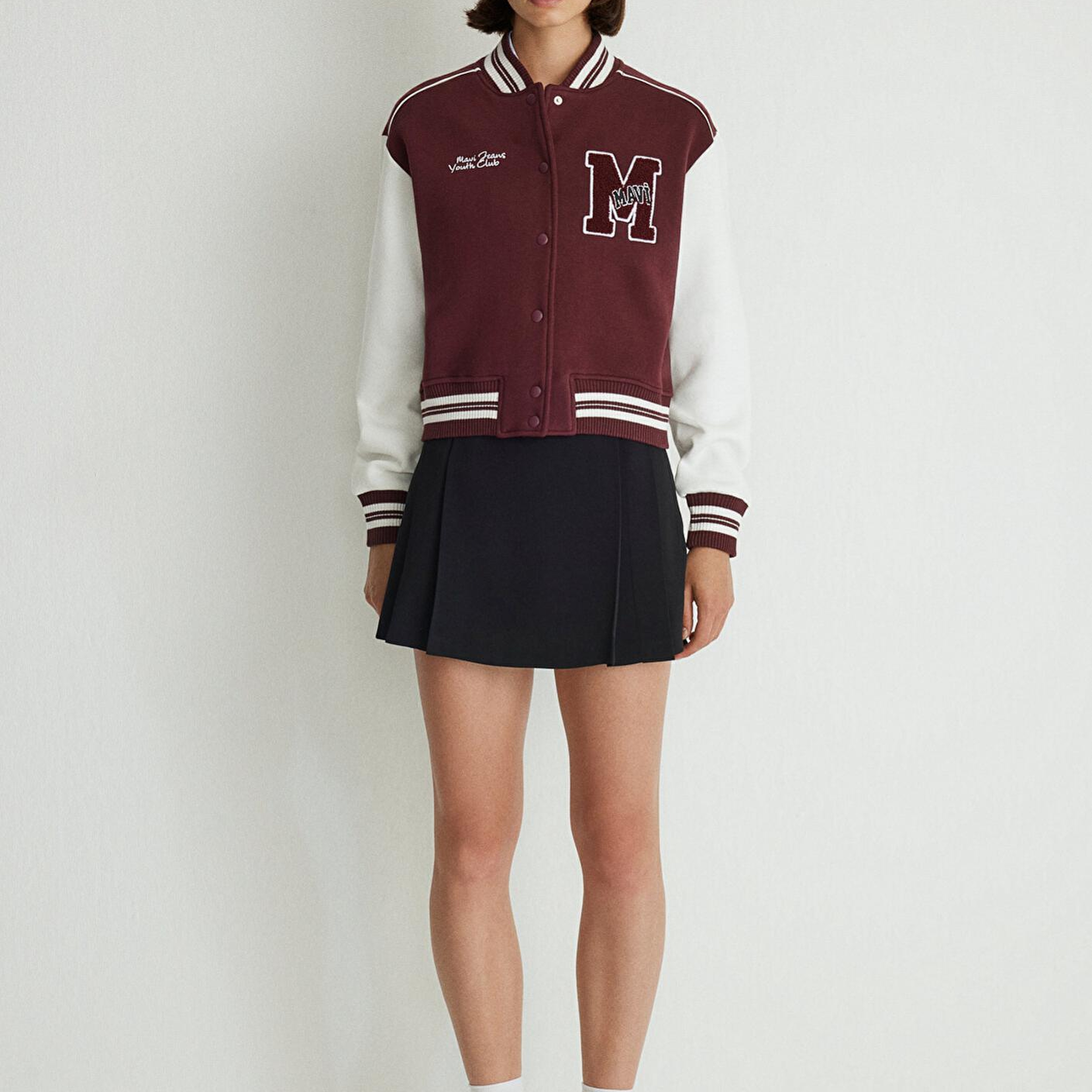 Mavi M Logo Patchli Bordo Bomber Ceket 1110636-70434