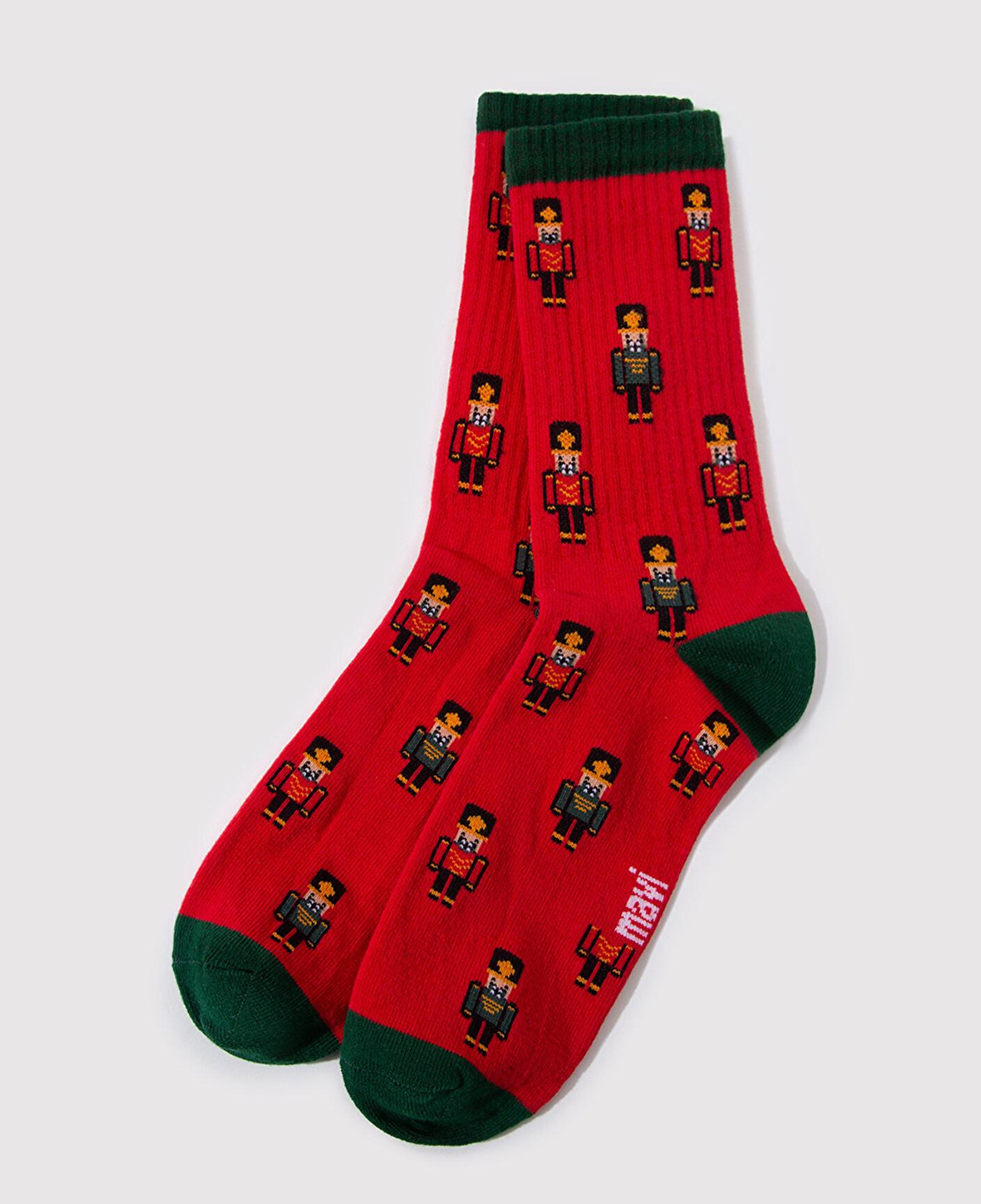 Mavi Yılbaşı Temalı Kırmızı Soket Çorap 0911765-32421