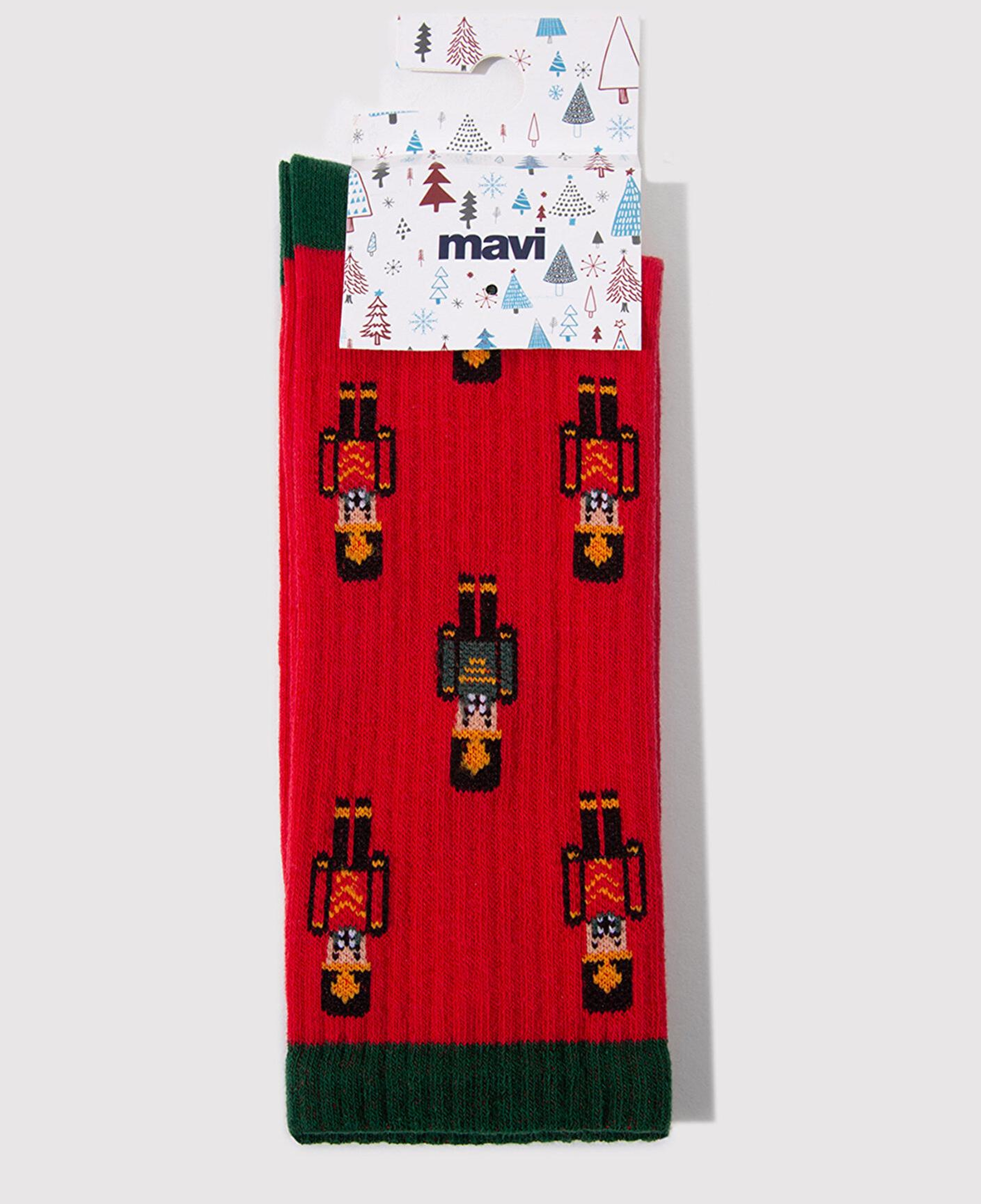 Mavi Yılbaşı Temalı Kırmızı Soket Çorap 0911765-32421