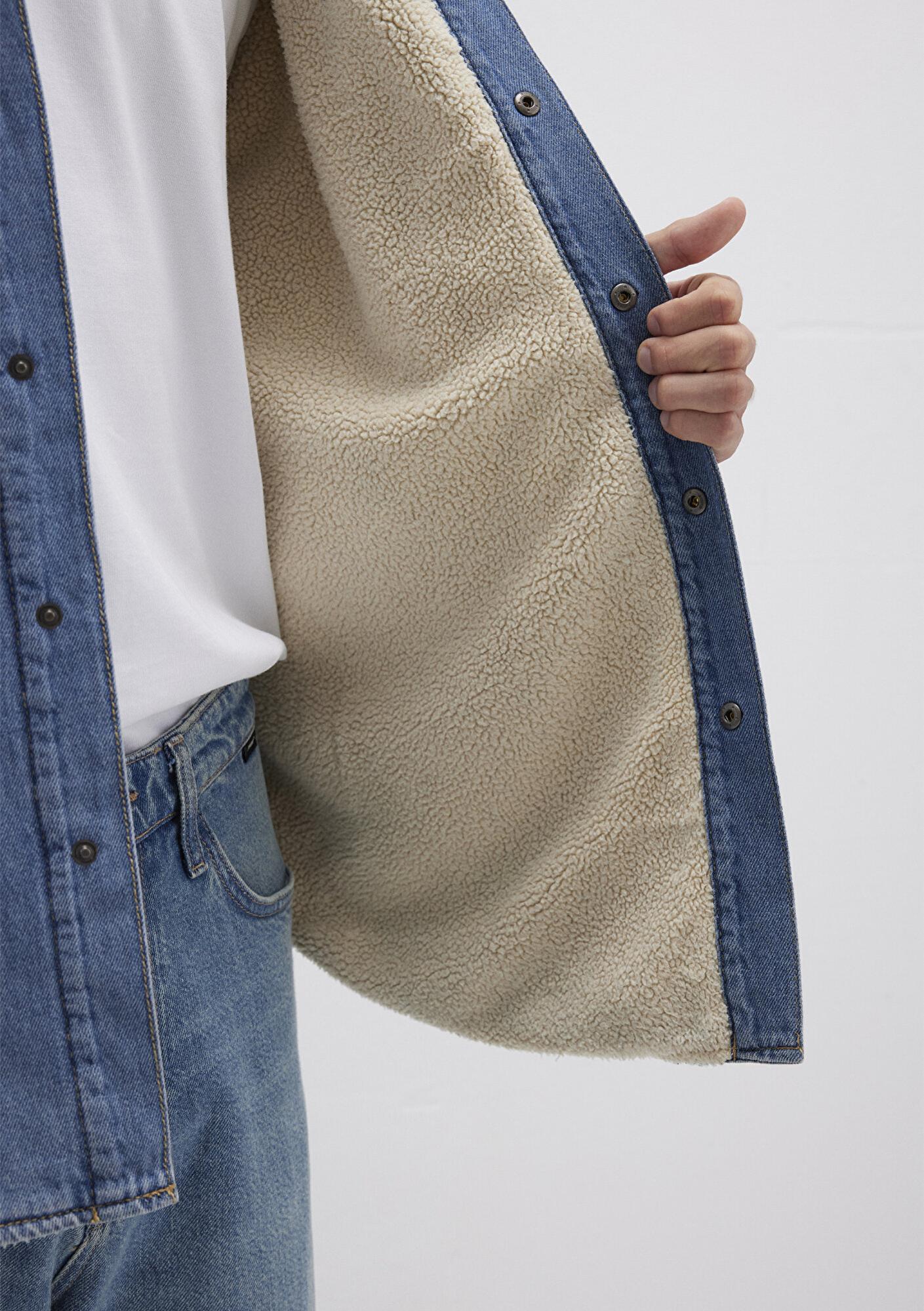 Mavi Jeremy Classic Denim Süni Kürklü Indigo Mavisi Jean Gömlek Oversize / Geniş Kesim 0211186-88559