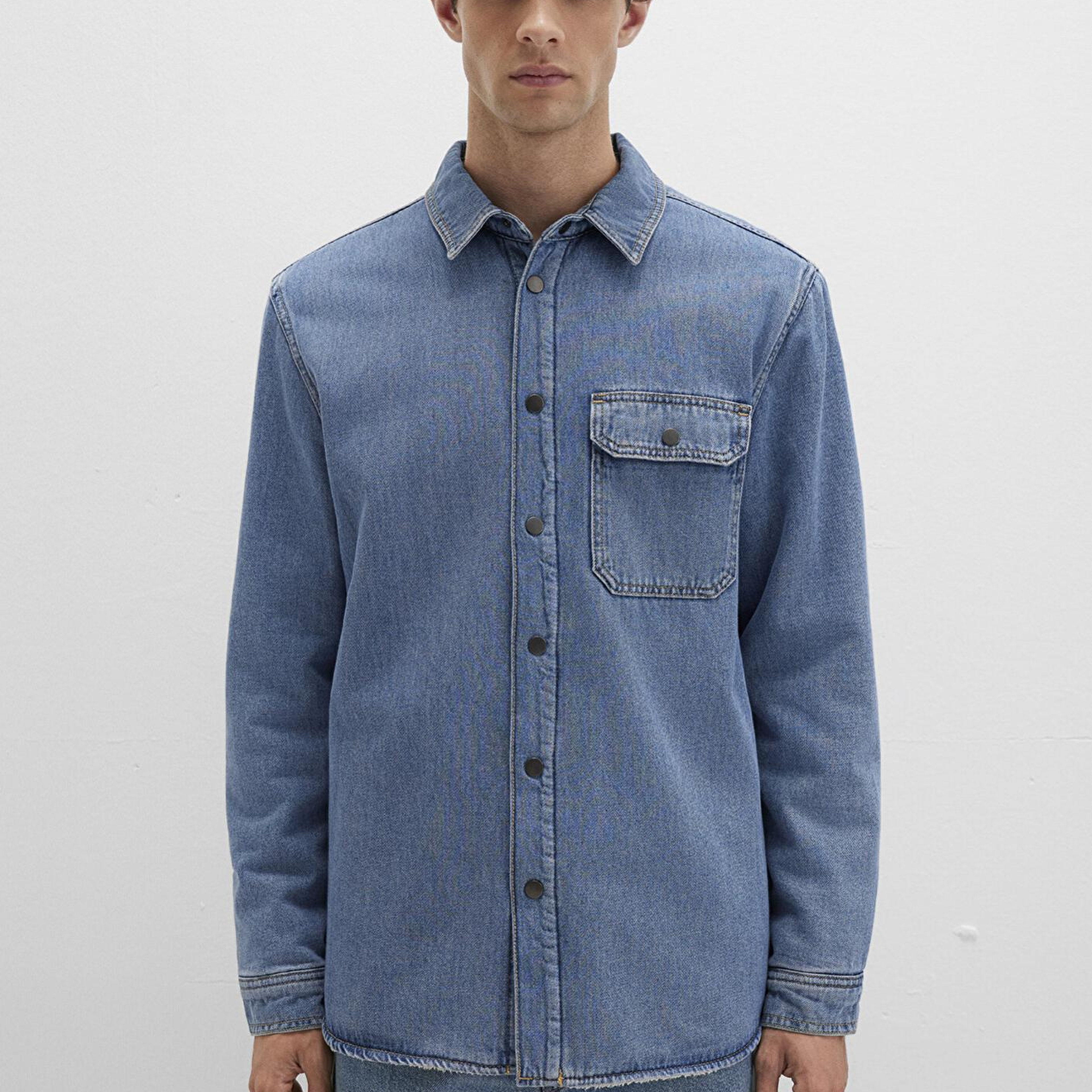 Mavi Jeremy Classic Denim Süni Kürklü Indigo Mavisi Jean Gömlek Oversize / Geniş Kesim 0211186-88559