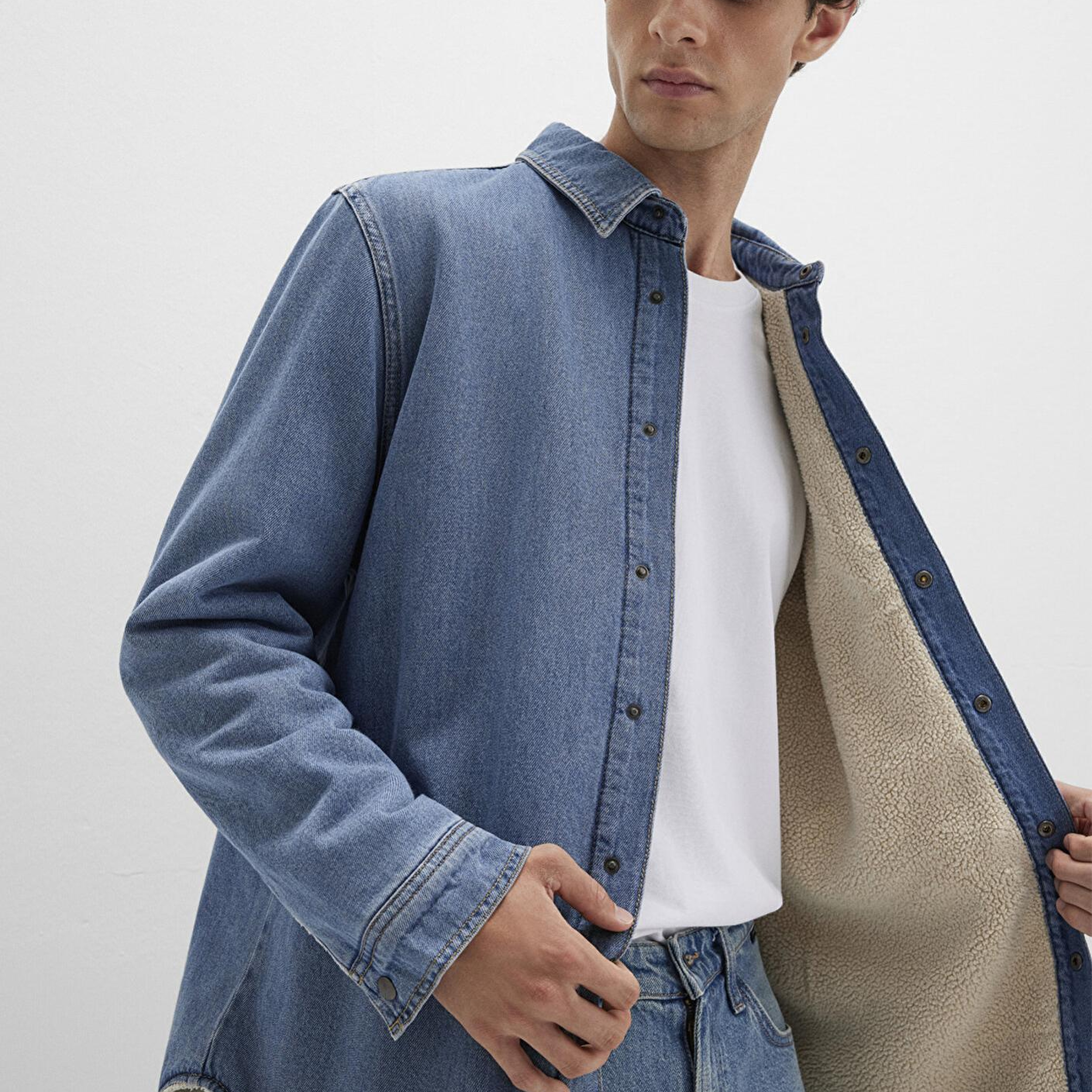 Mavi Jeremy Classic Denim Süni Kürklü Indigo Mavisi Jean Gömlek Oversize / Geniş Kesim 0211186-88559