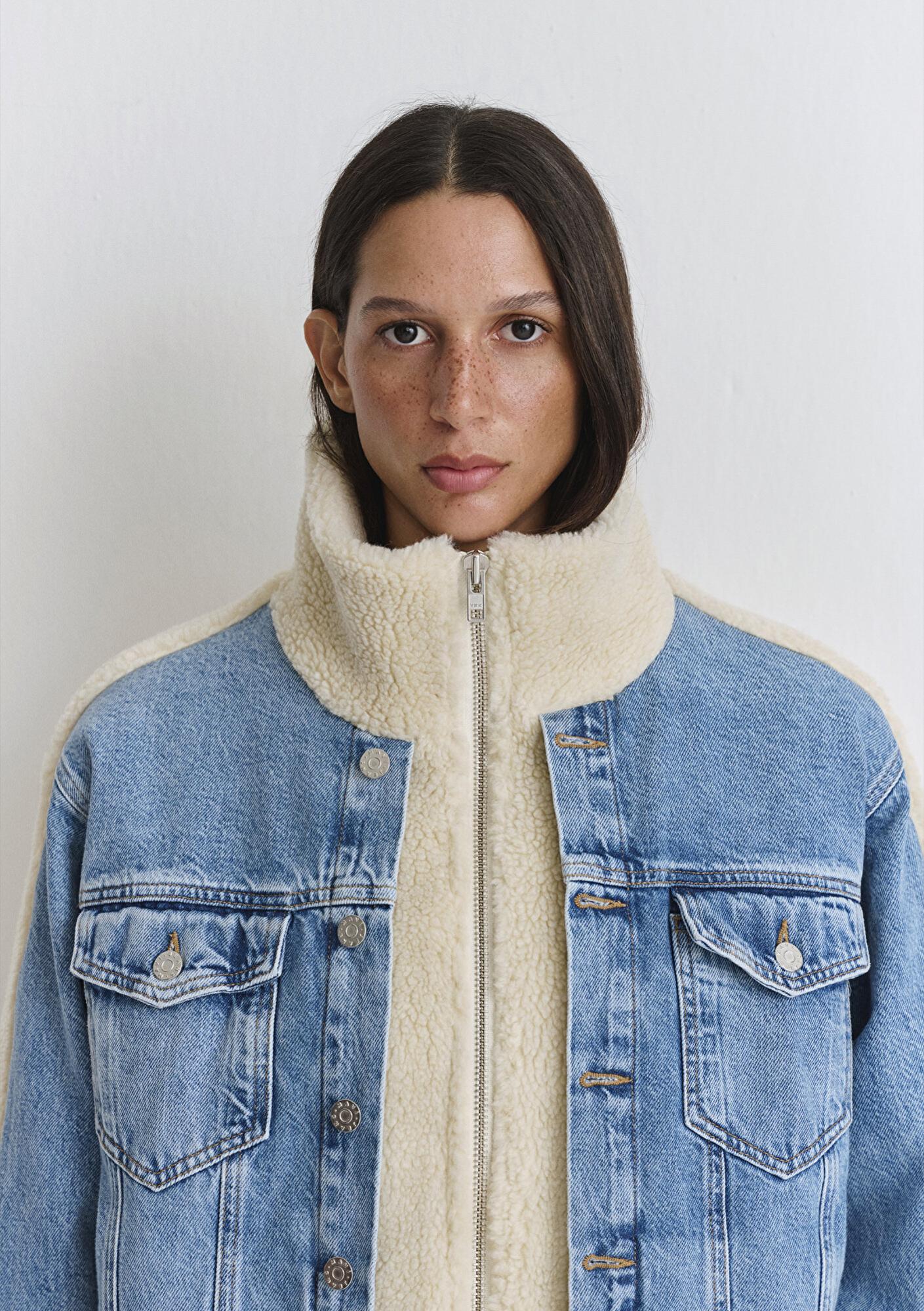 Mavi Rubina 90lar Açık Mavi Suni Kürklü  Jean Ceket 1110278-88589