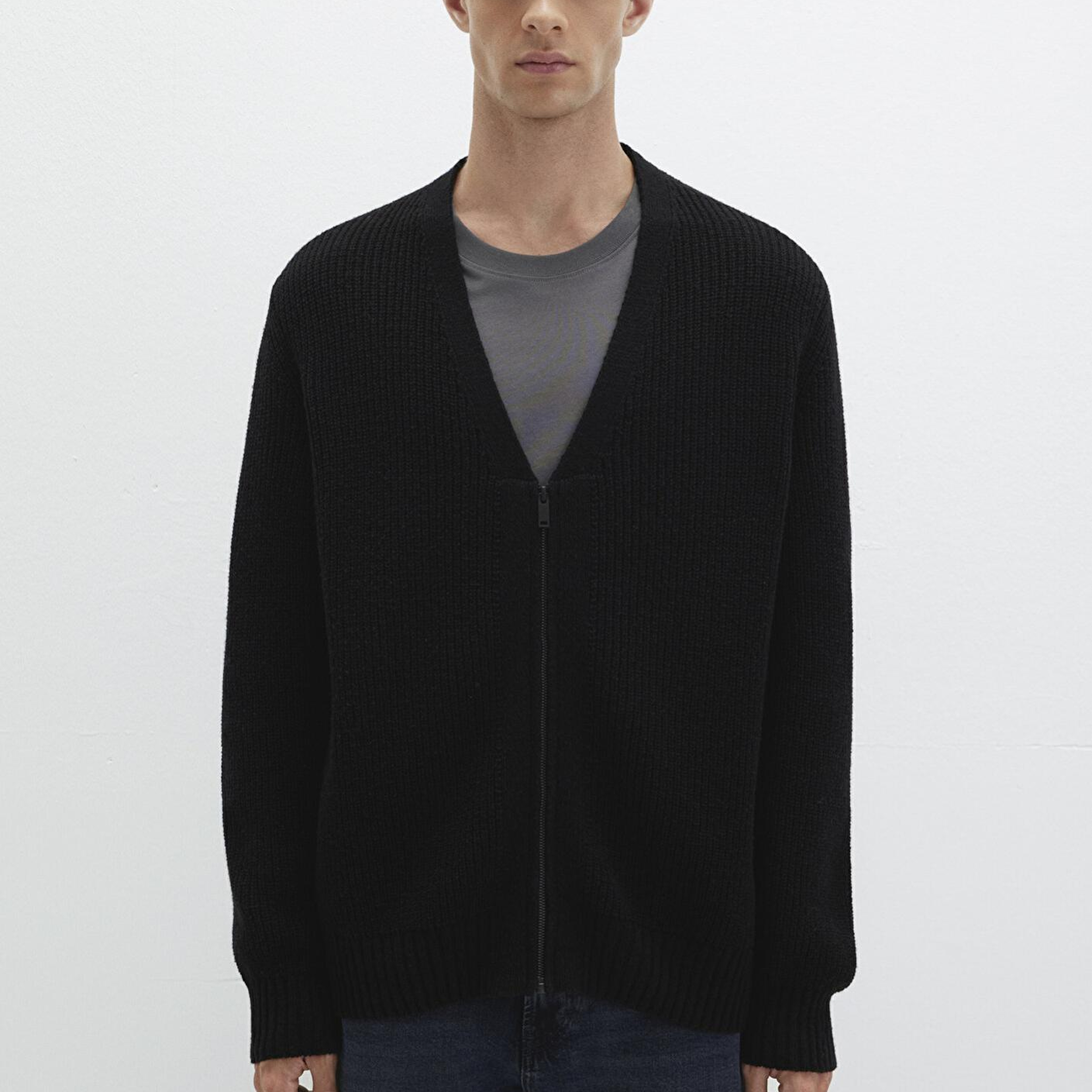 Mavi Yün Karışımlı Fermuarlı Siyah Hırka Regular Fit / Normal Kesim 0710262-900