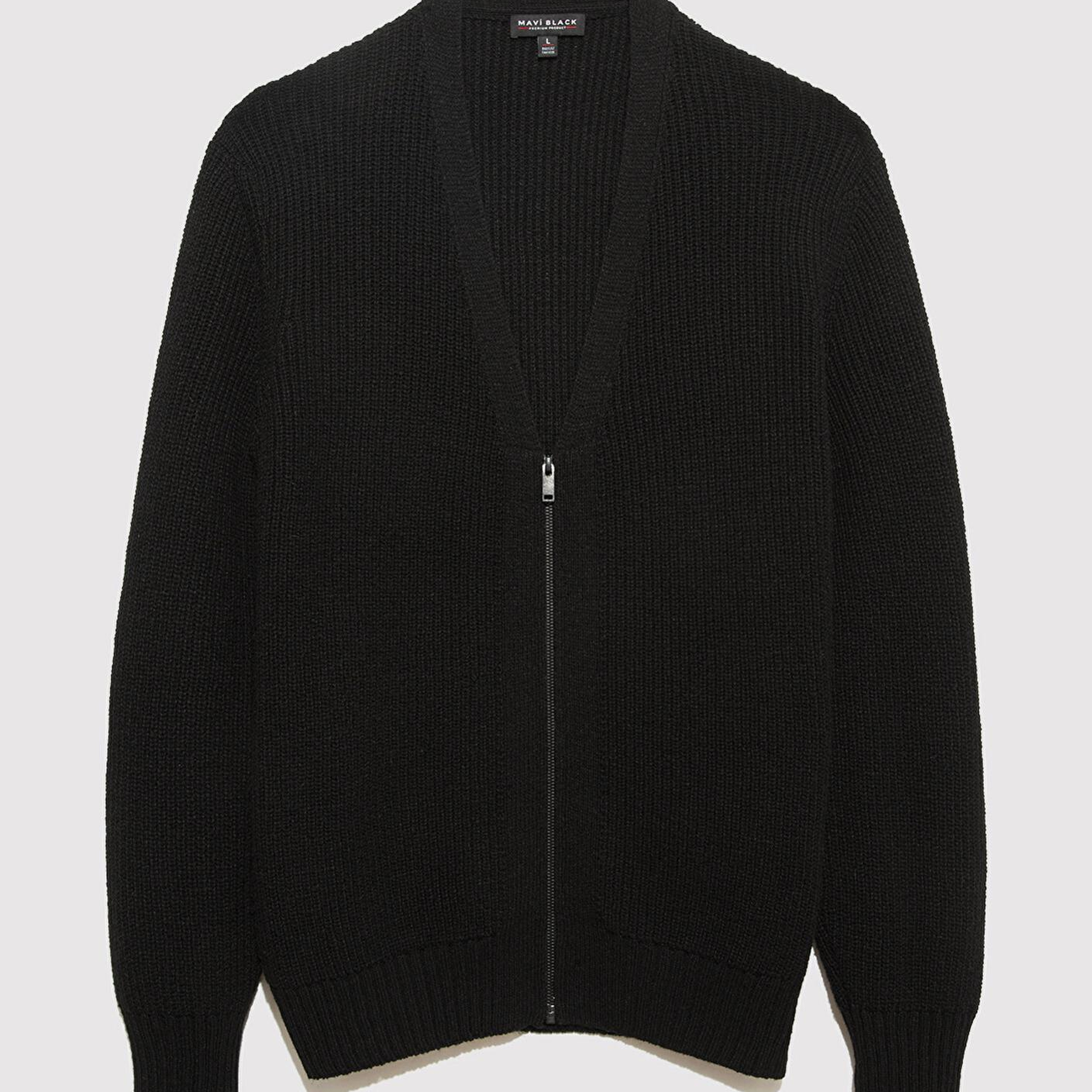 Mavi Yün Karışımlı Fermuarlı Siyah Hırka Regular Fit / Normal Kesim 0710262-900