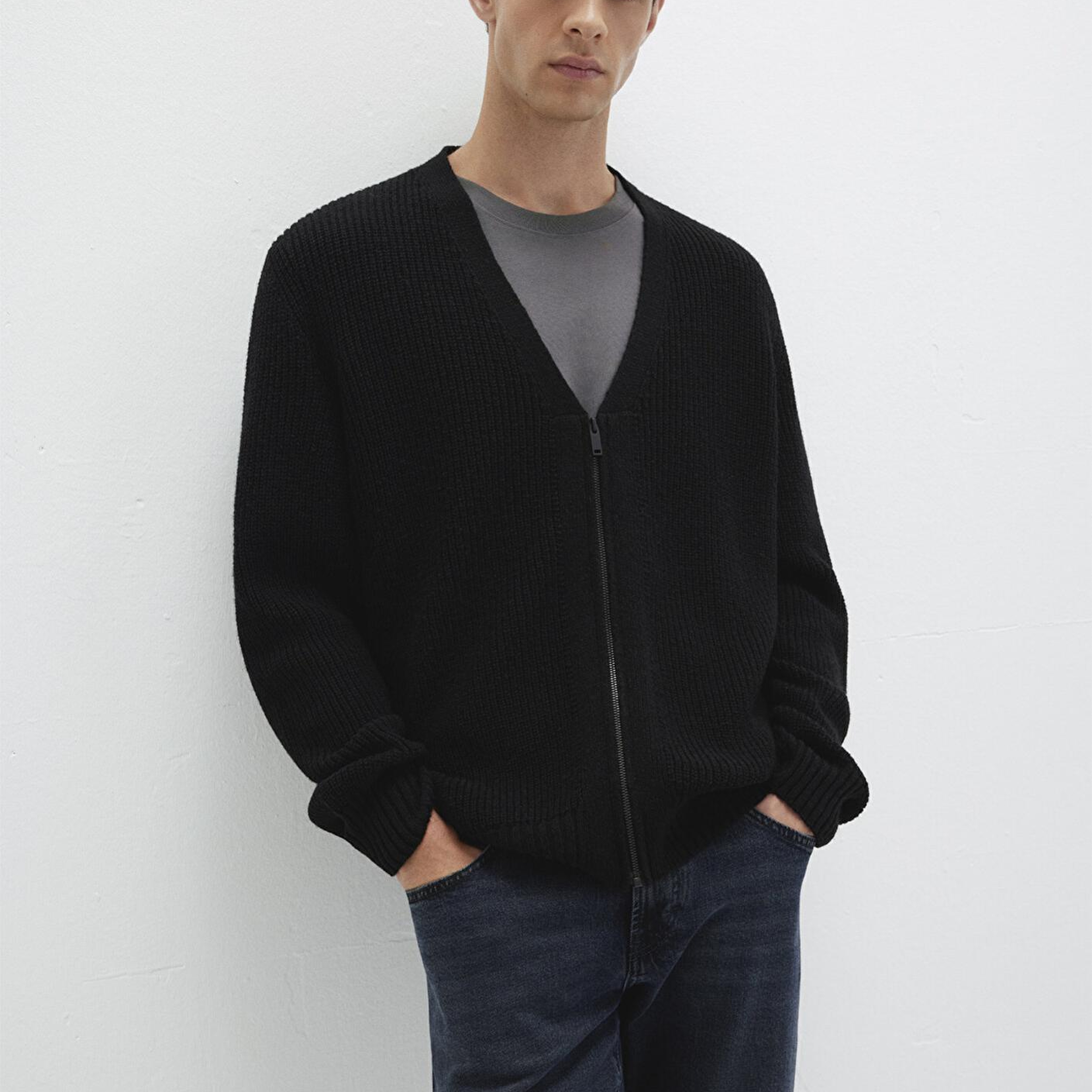 Mavi Yün Karışımlı Fermuarlı Siyah Hırka Regular Fit / Normal Kesim 0710262-900