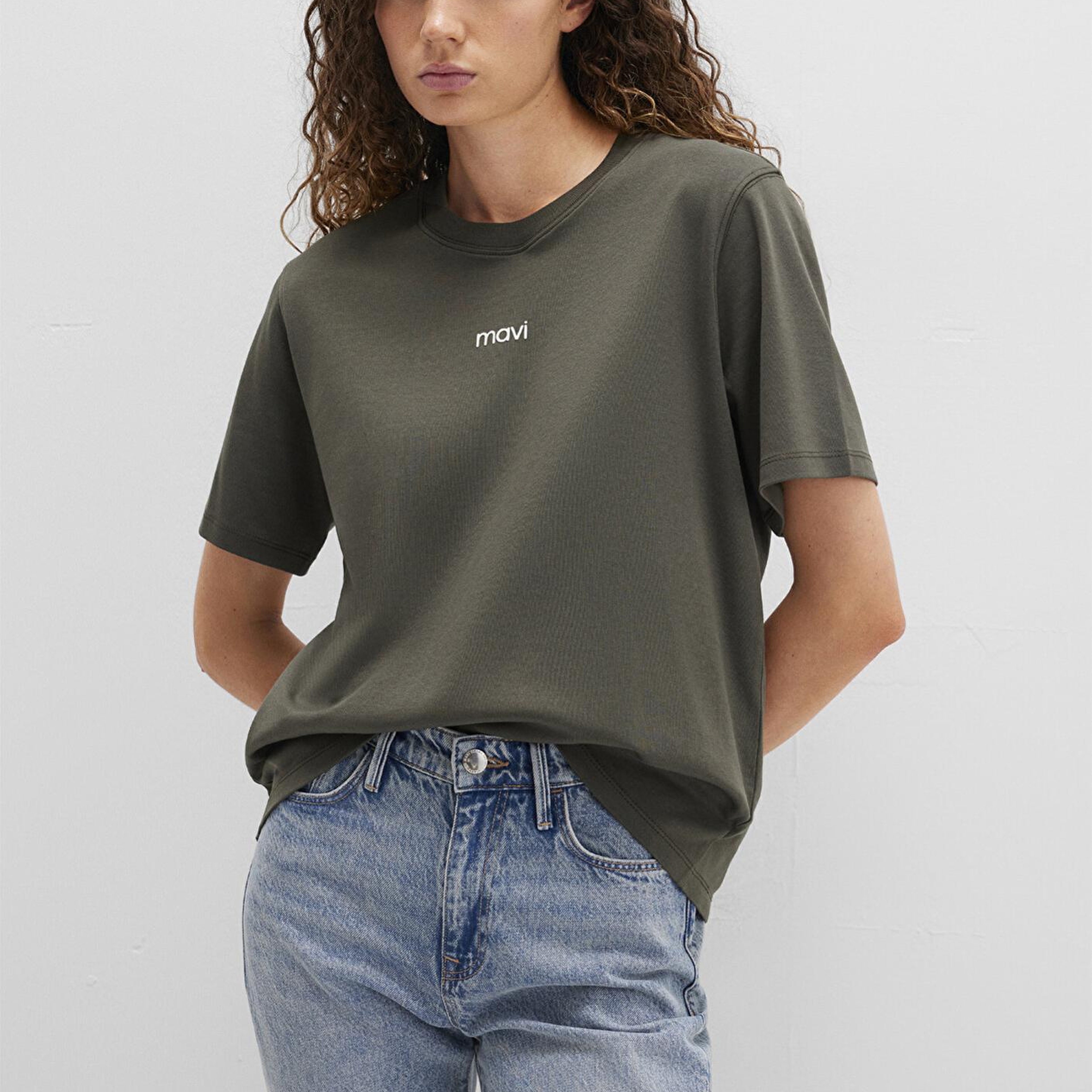 Mavi Mavi Logo Baskılı İnterlok Yeşil Tişört Regular Fit / Normal Kesim 1612829-71553