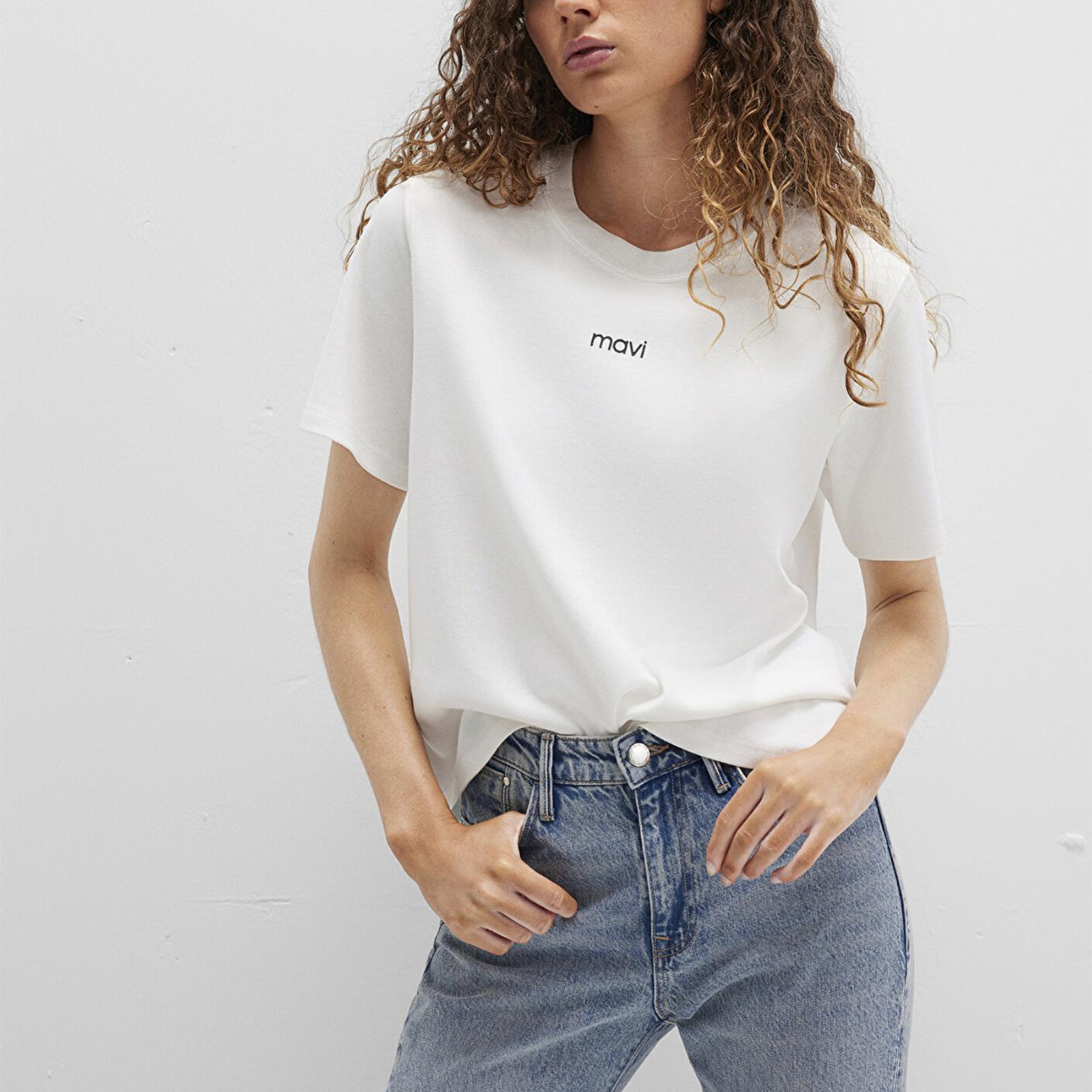 Mavi Mavi Logo Baskılı İnterlok Beyaz Tişört Regular Fit / Normal Kesim 1612829-80194