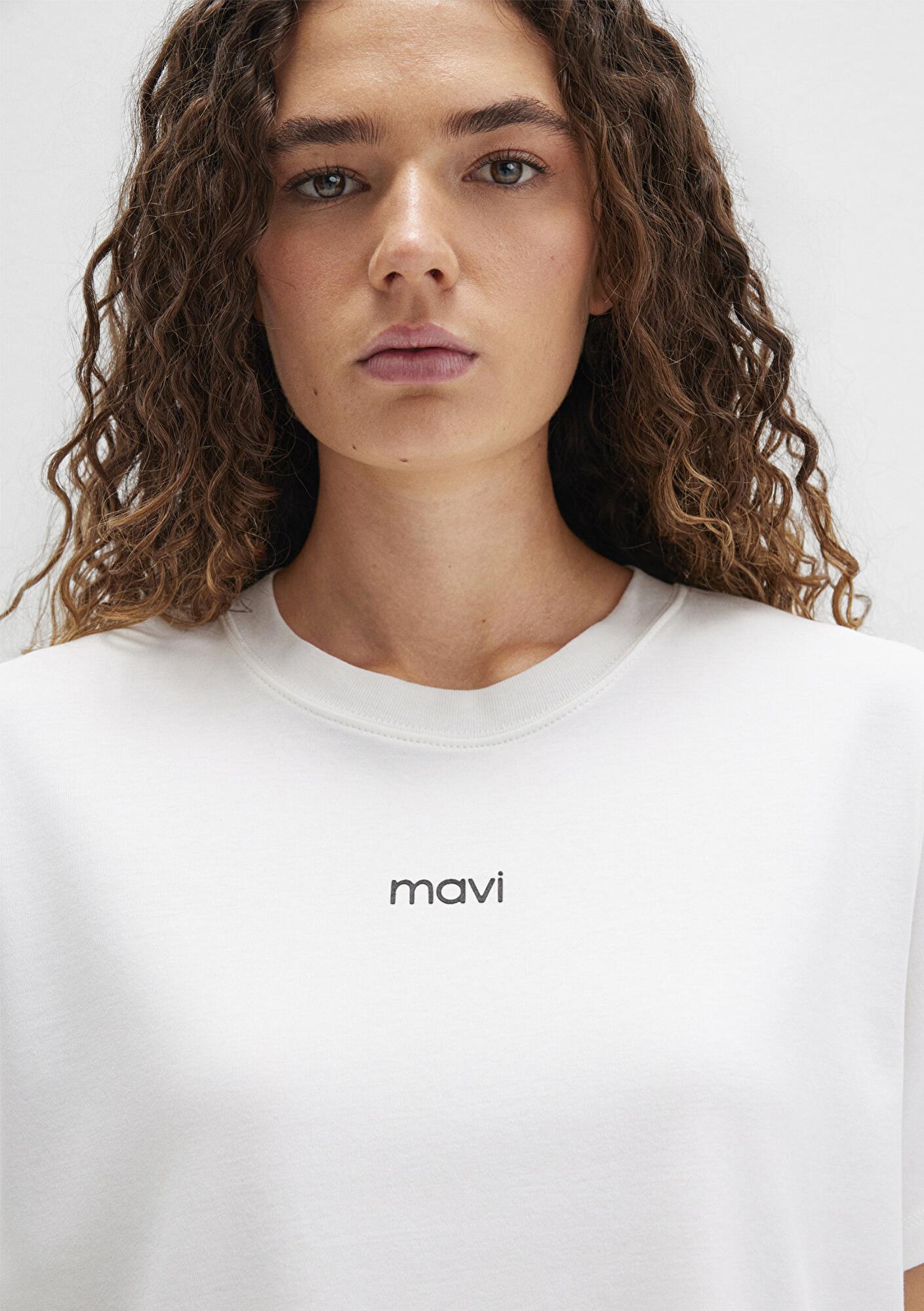 Mavi Mavi Logo Baskılı İnterlok Beyaz Tişört Regular Fit / Normal Kesim 1612829-80194
