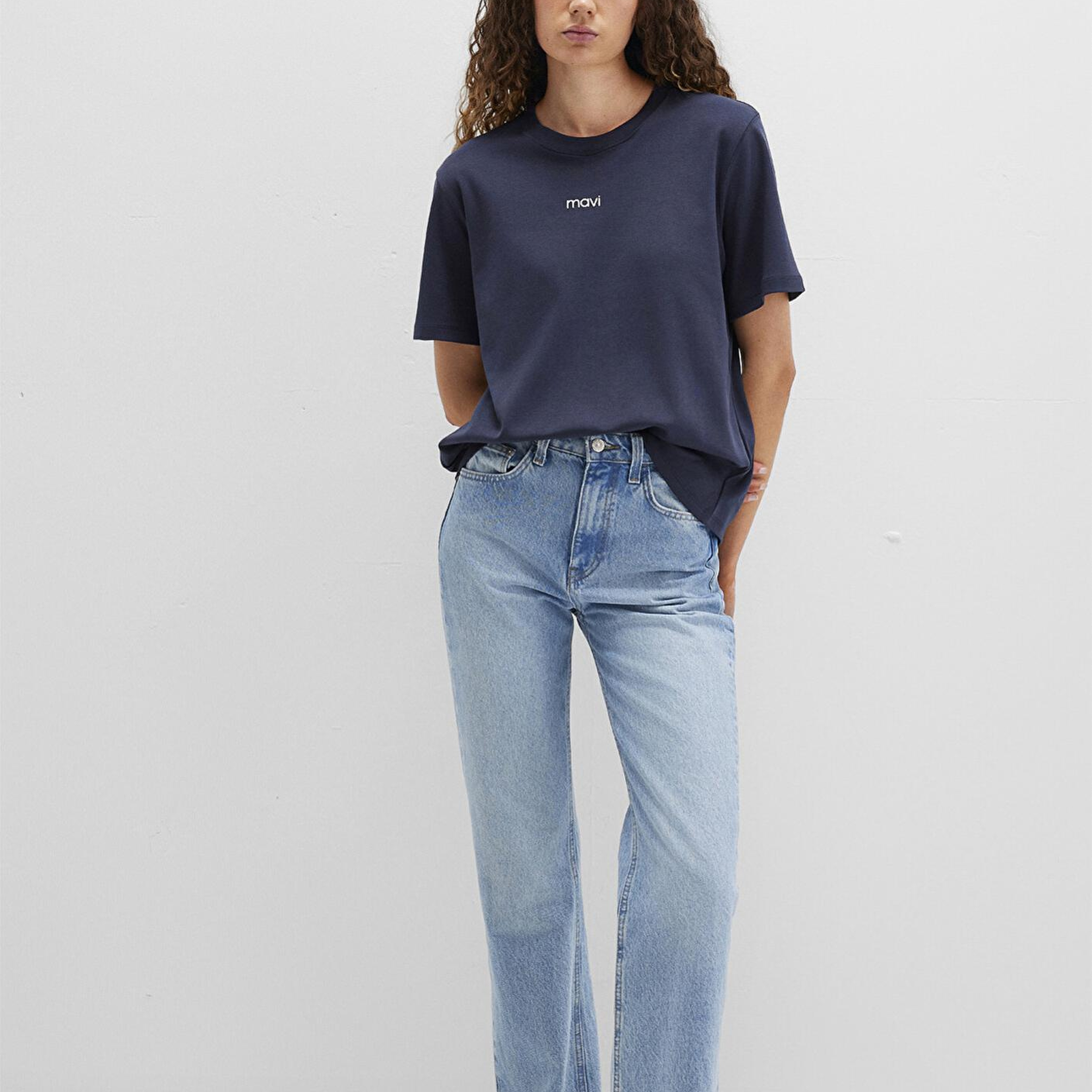 Mavi Mavi Logo Baskılı İnterlok Lacivert Tişört Regular Fit / Normal Kesim 1612829-85315