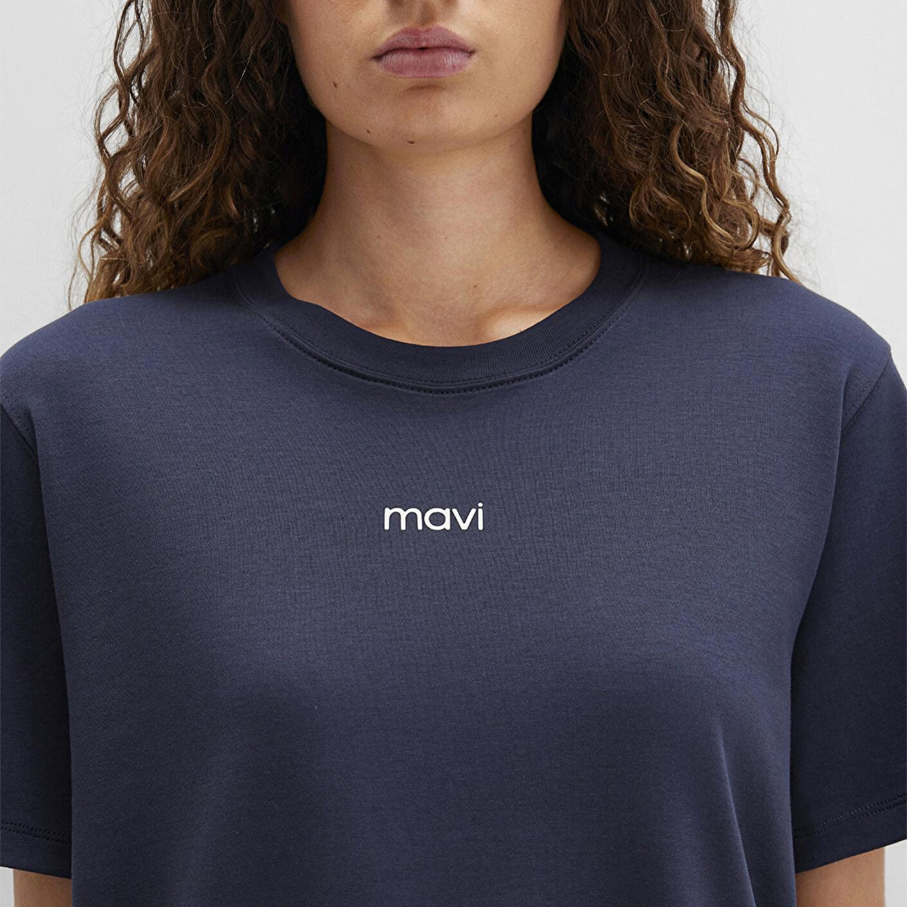 Mavi Mavi Logo Baskılı İnterlok Lacivert Tişört Regular Fit / Normal Kesim 1612829-85315