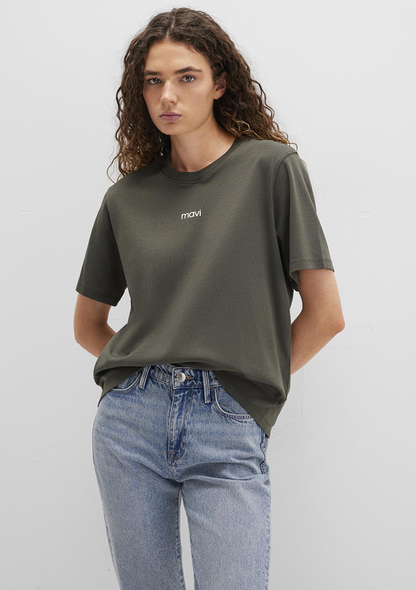 Mavi Mavi Logo Baskılı İnterlok Yeşil Tişört Regular Fit / Normal Kesim 1612829-71553