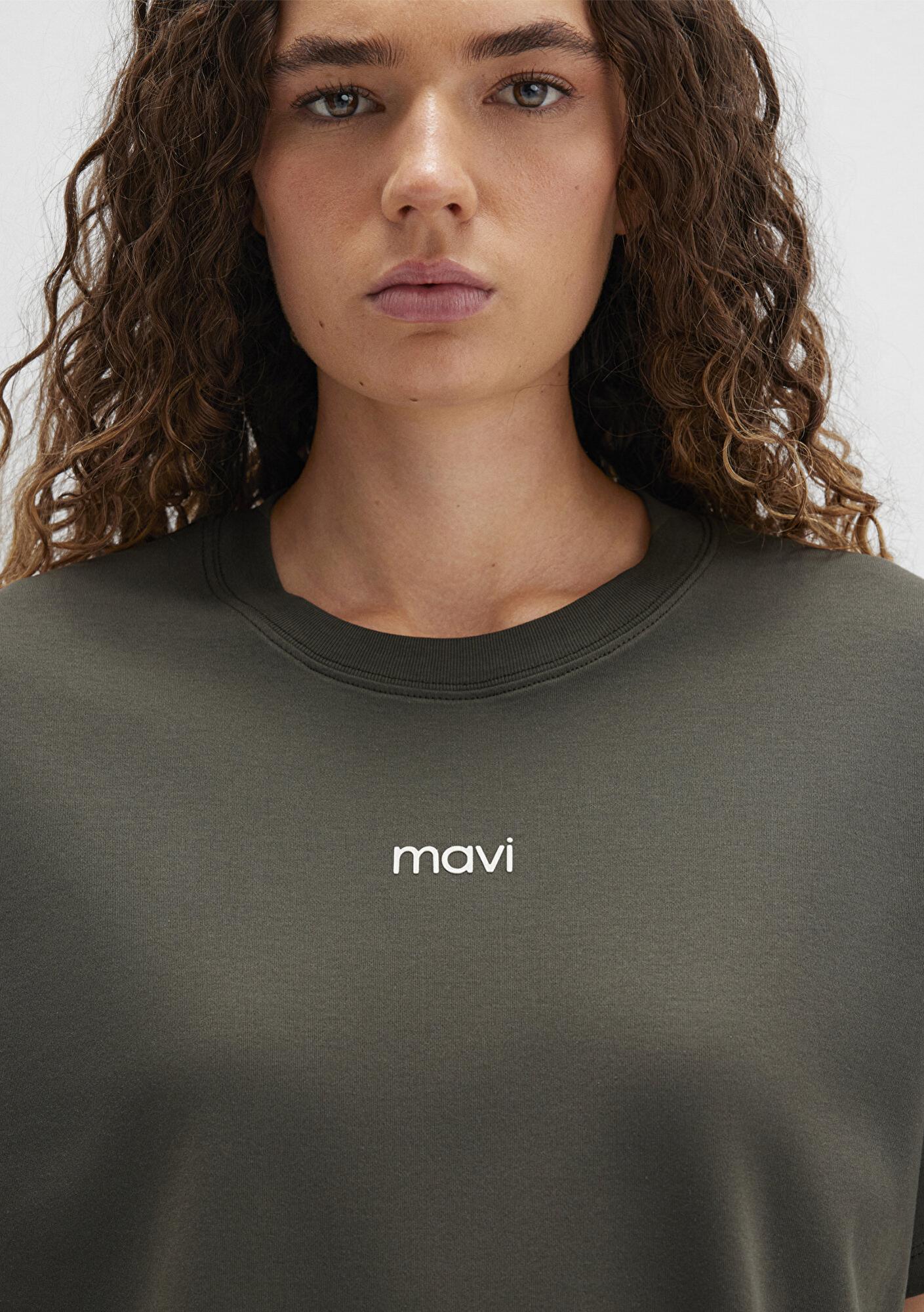 Mavi Mavi Logo Baskılı İnterlok Yeşil Tişört Regular Fit / Normal Kesim 1612829-71553