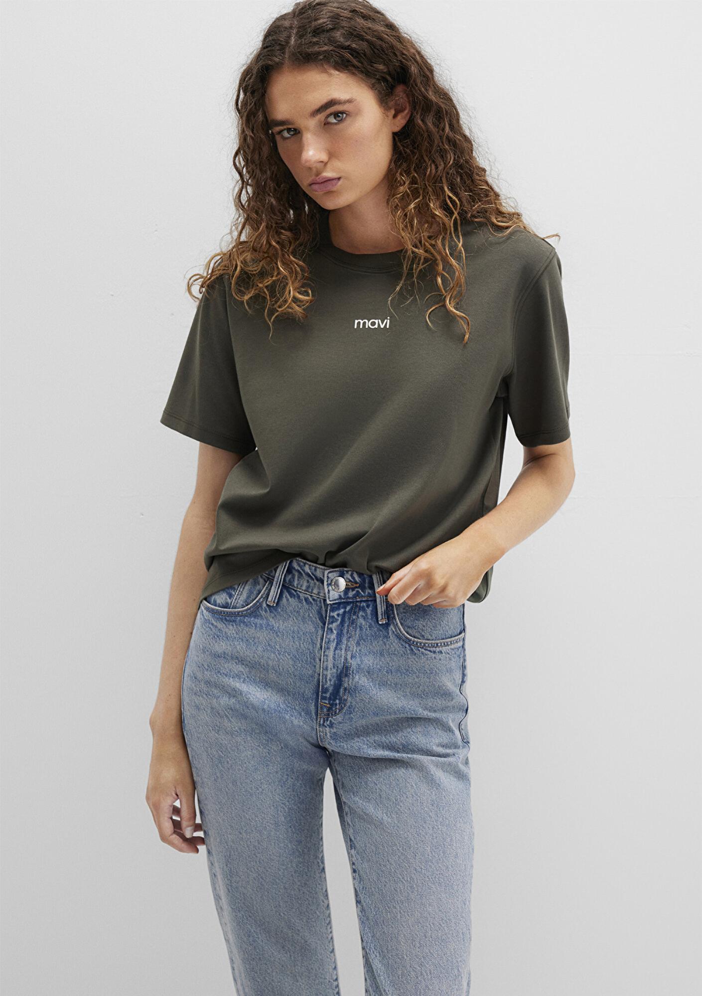 Mavi Mavi Logo Baskılı İnterlok Yeşil Tişört Regular Fit / Normal Kesim 1612829-71553