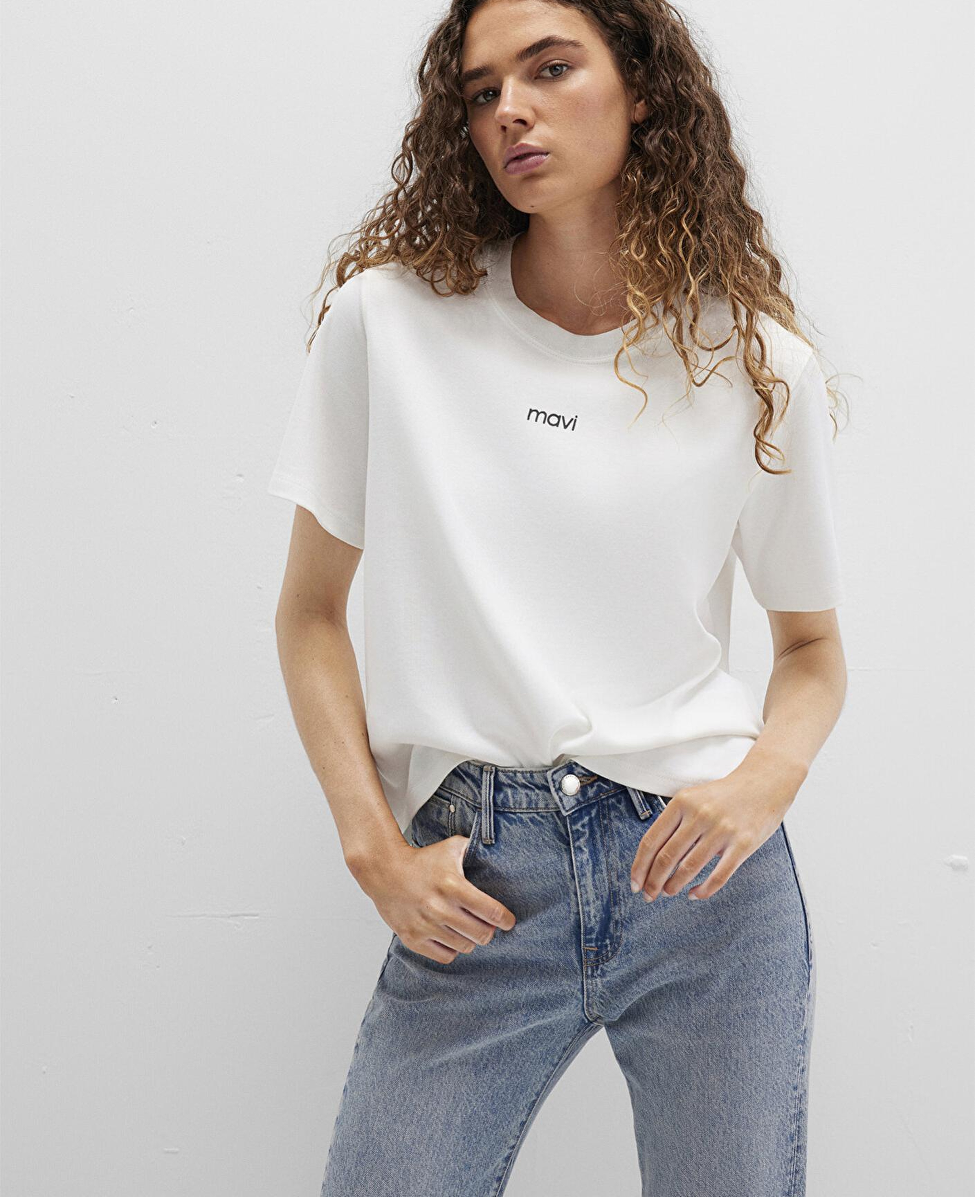 Mavi Mavi Logo Baskılı İnterlok Beyaz Tişört Regular Fit / Normal Kesim 1612829-80194