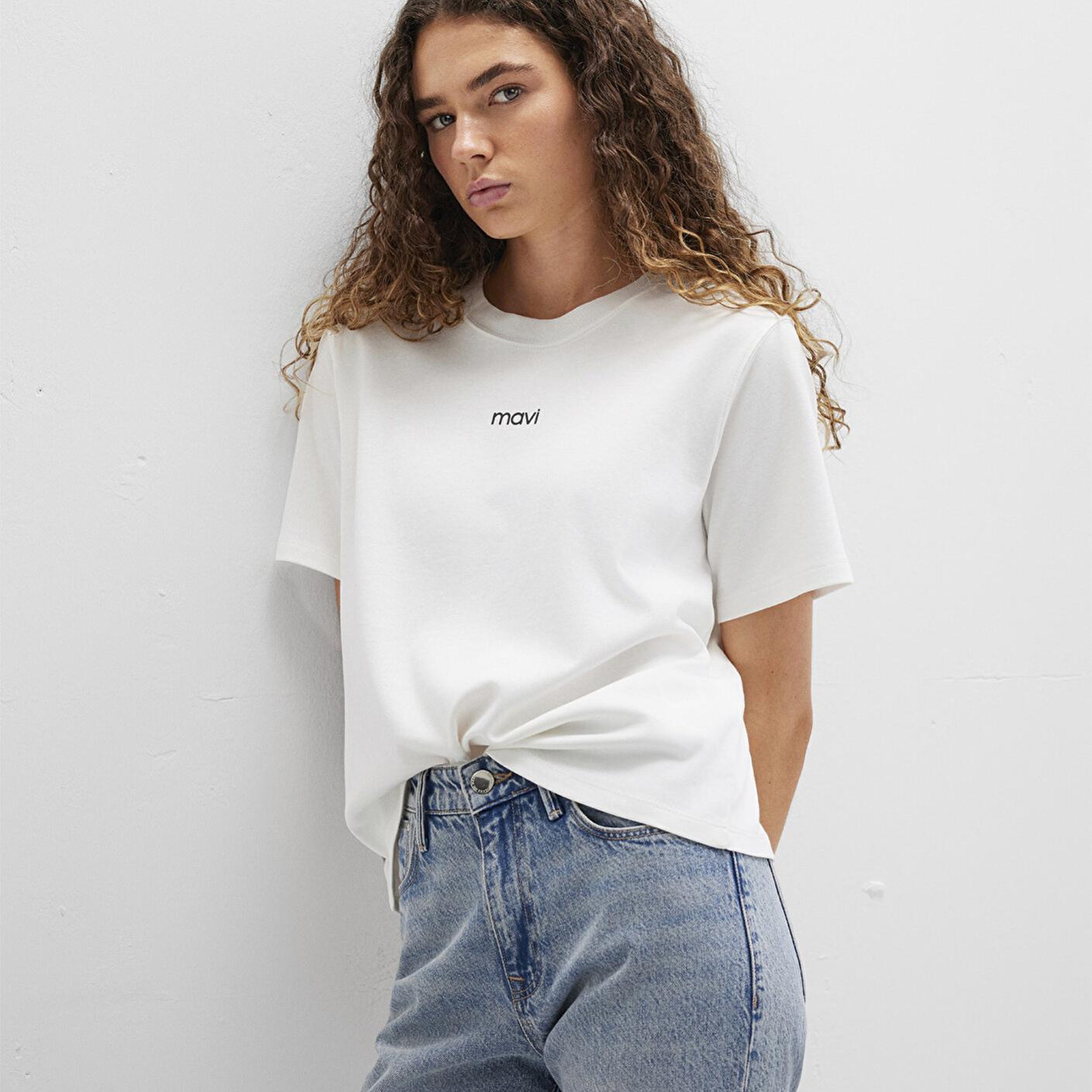 Mavi Mavi Logo Baskılı İnterlok Beyaz Tişört Regular Fit / Normal Kesim 1612829-80194