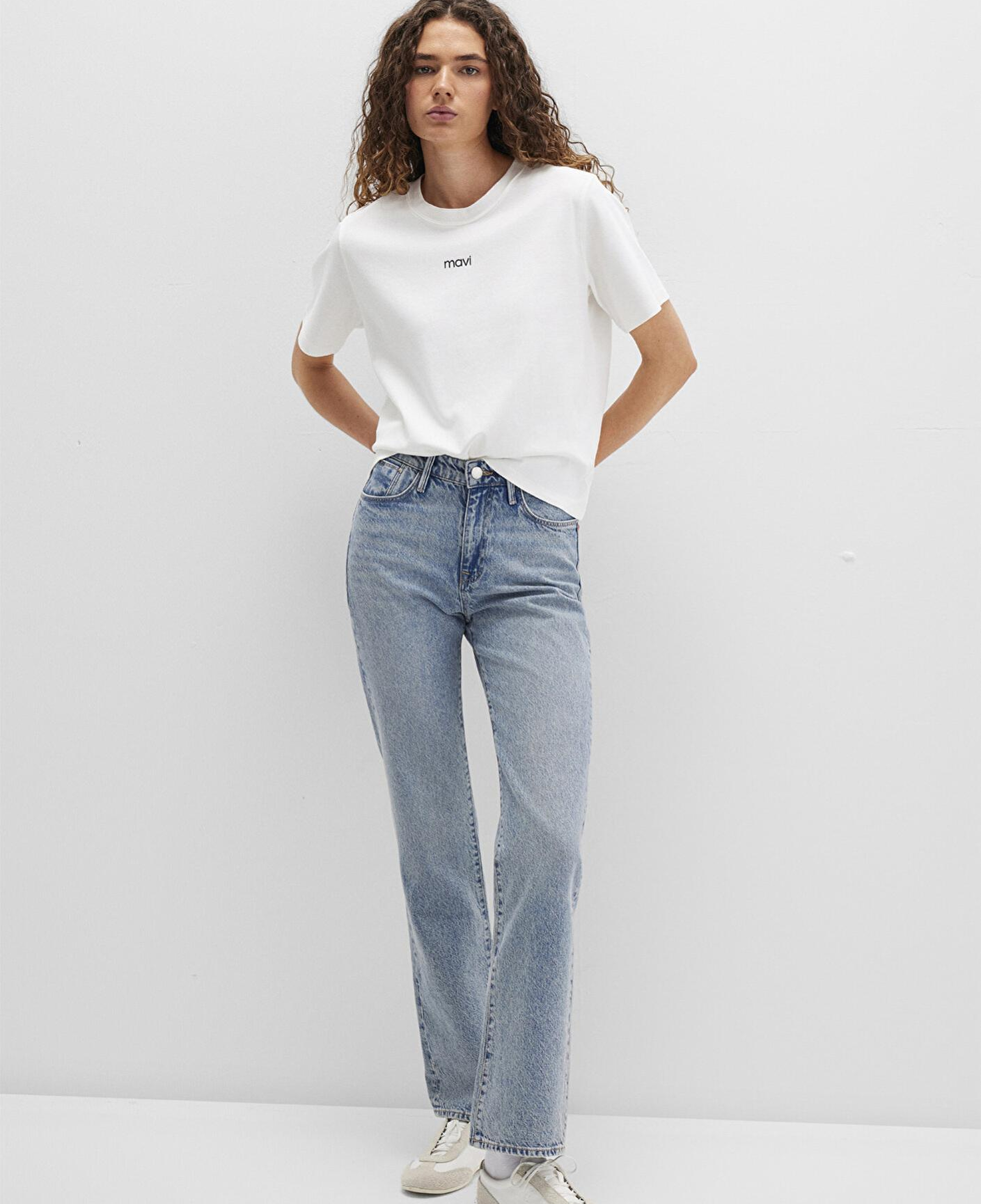 Mavi Mavi Logo Baskılı İnterlok Beyaz Tişört Regular Fit / Normal Kesim 1612829-80194