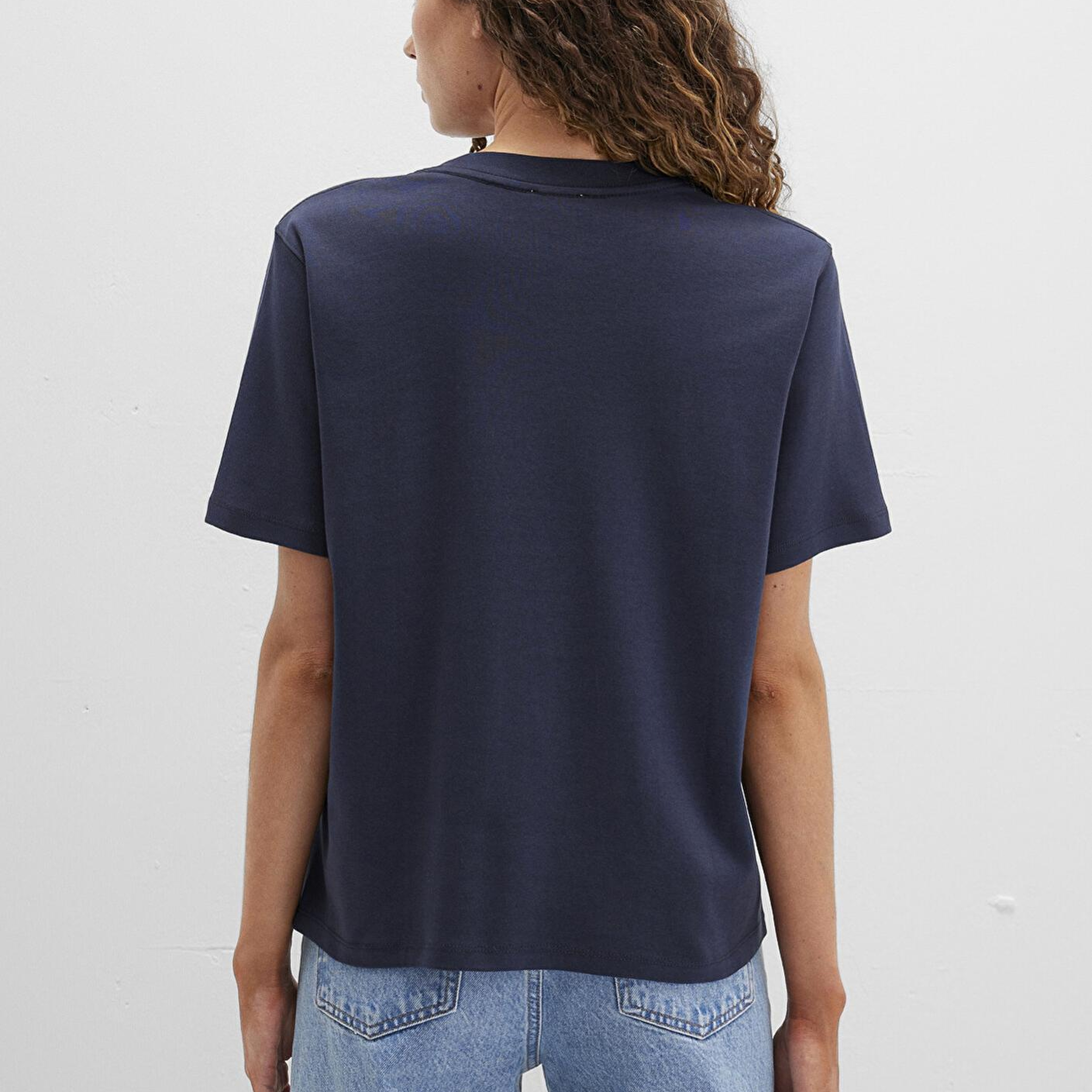 Mavi Mavi Logo Baskılı İnterlok Lacivert Tişört Regular Fit / Normal Kesim 1612829-85315