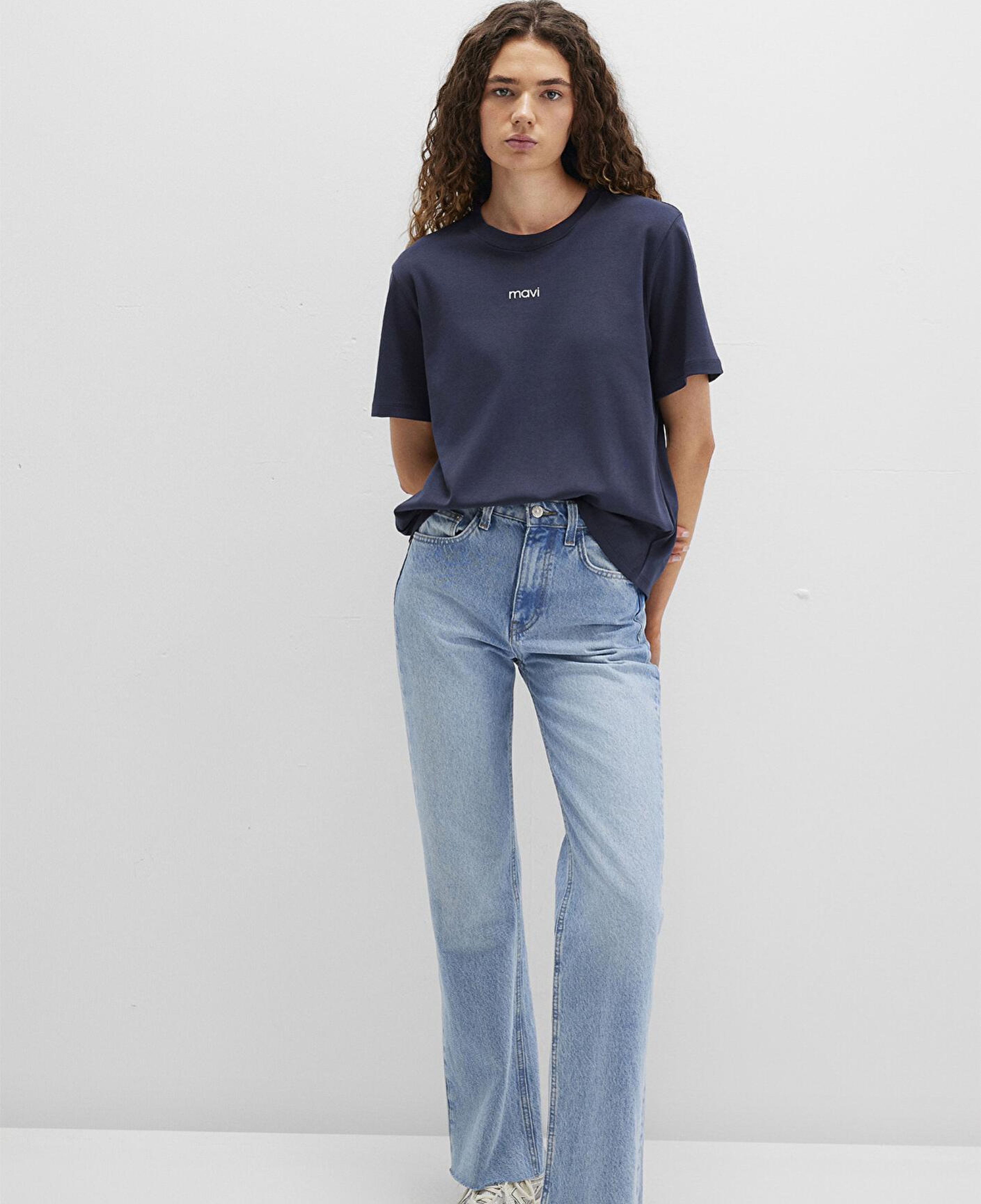 Mavi Mavi Logo Baskılı İnterlok Lacivert Tişört Regular Fit / Normal Kesim 1612829-85315