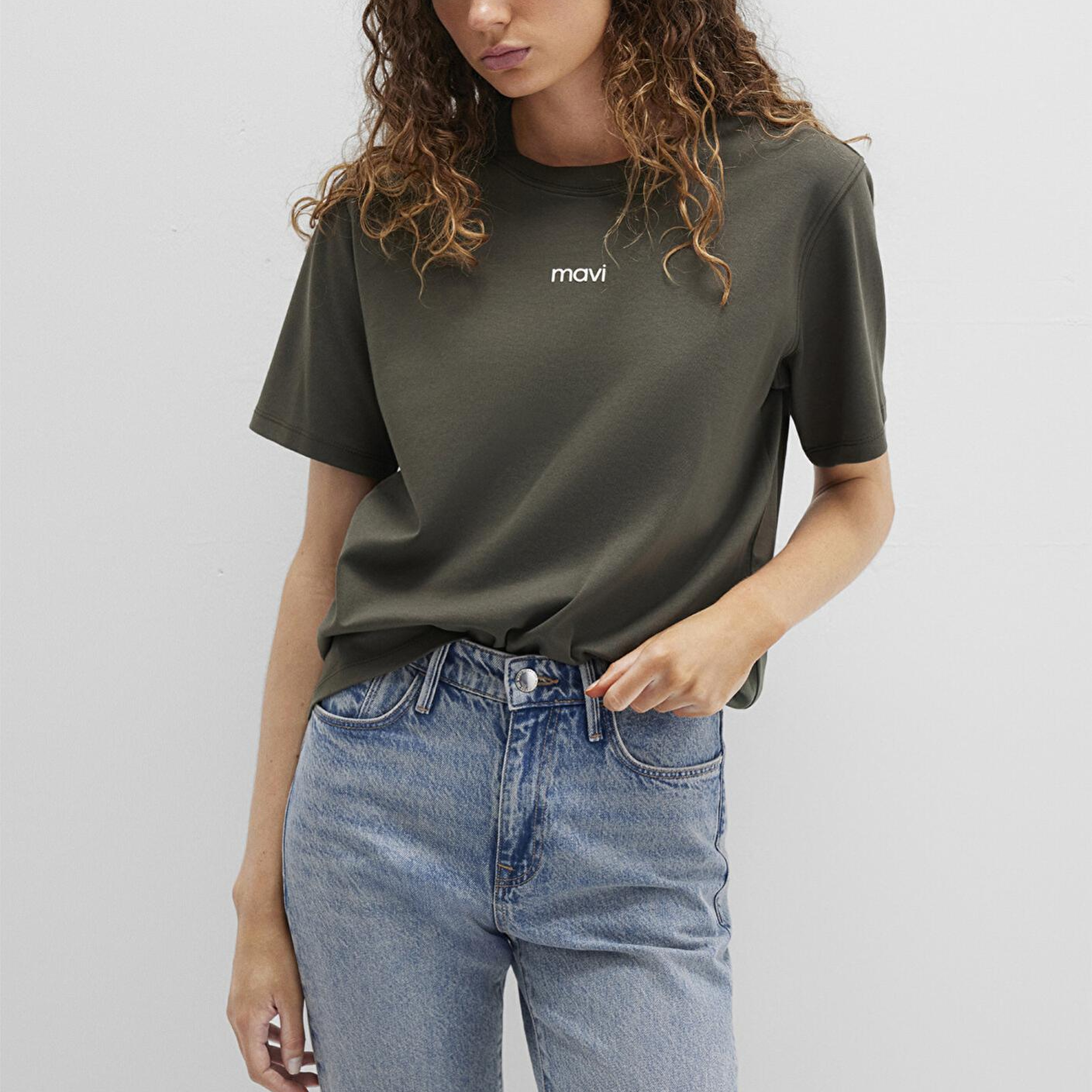 Mavi Mavi Logo Baskılı İnterlok Yeşil Tişört Regular Fit / Normal Kesim 1612829-71553