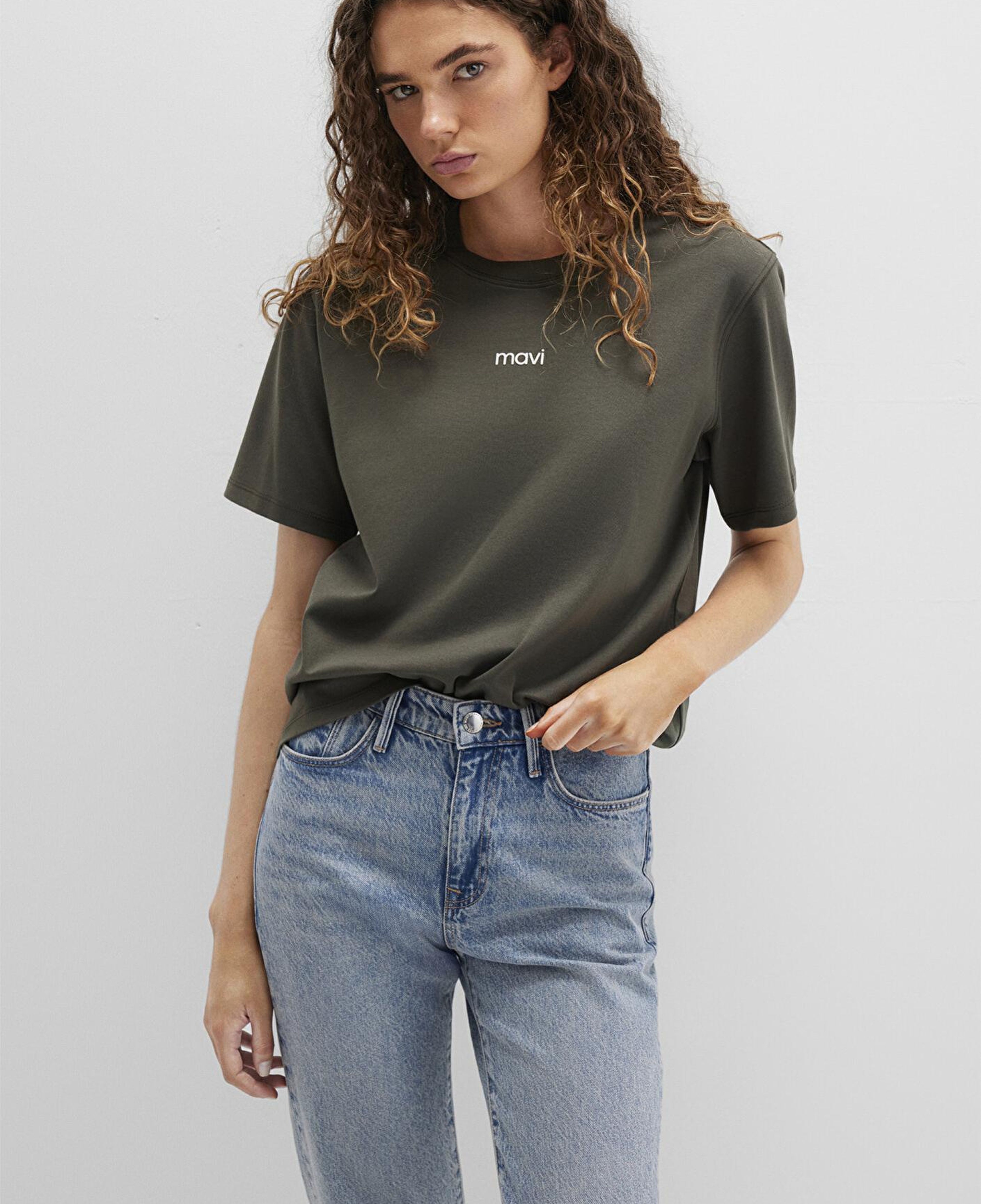 Mavi Mavi Logo Baskılı İnterlok Yeşil Tişört Regular Fit / Normal Kesim 1612829-71553