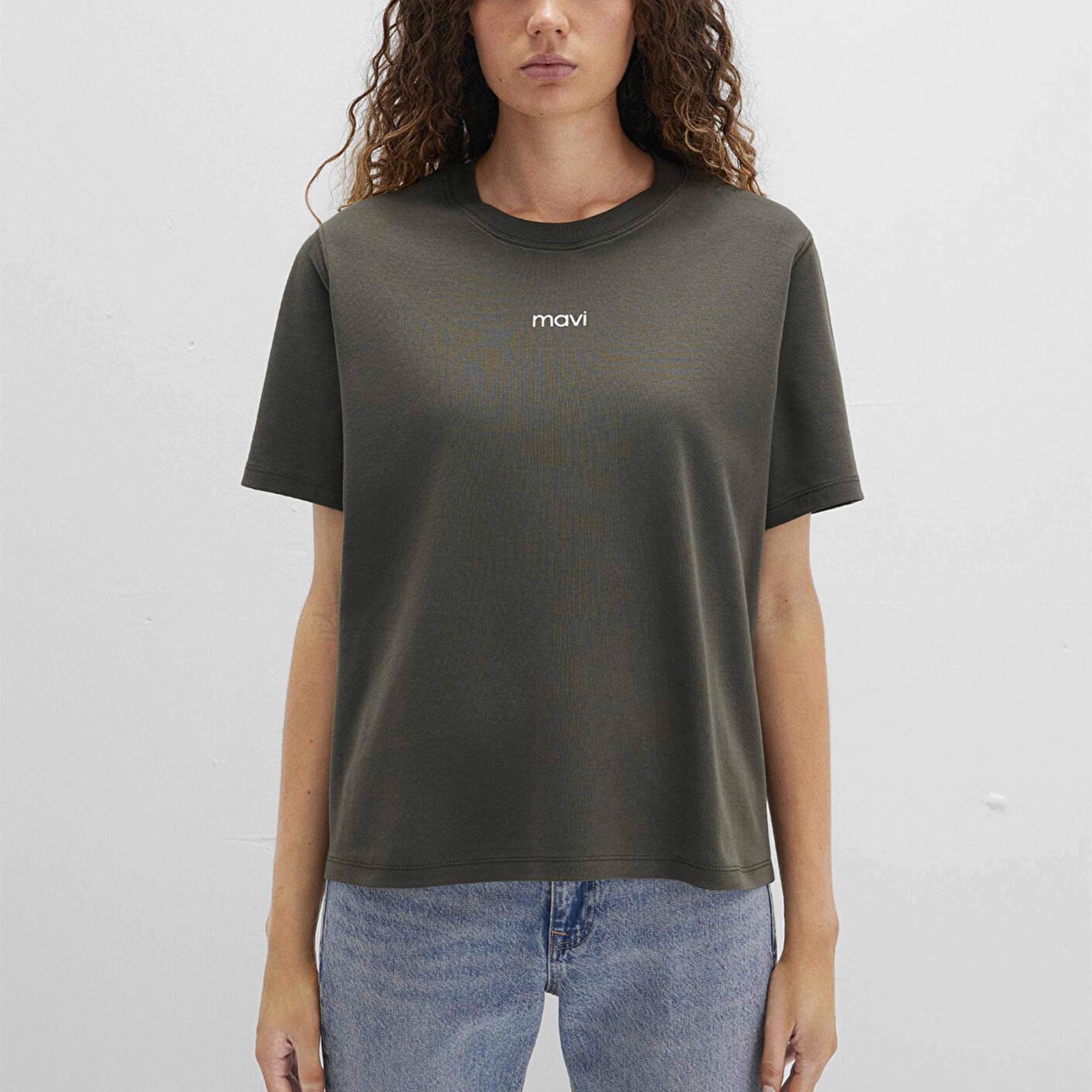 Mavi Mavi Logo Baskılı İnterlok Yeşil Tişört Regular Fit / Normal Kesim 1612829-71553