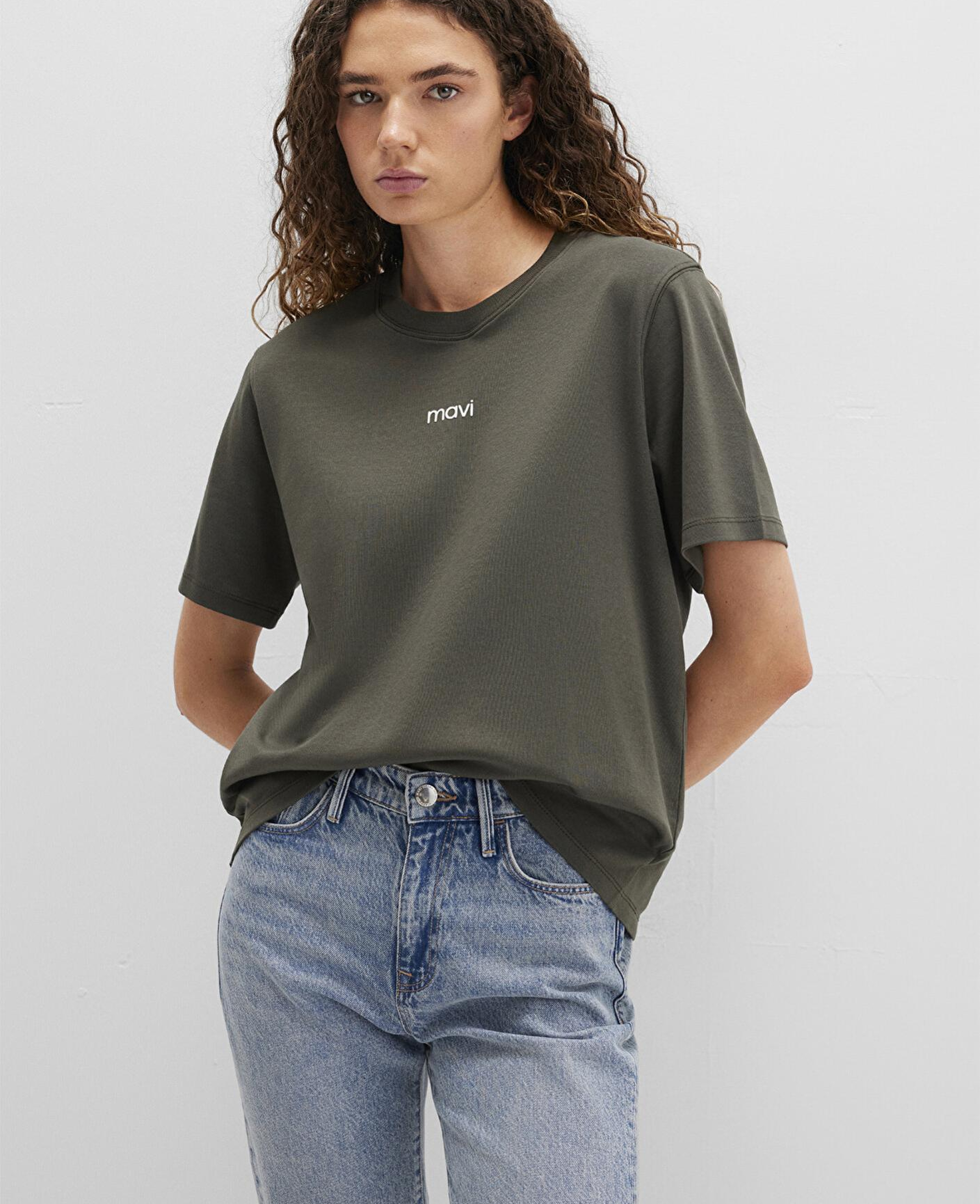 Mavi Mavi Logo Baskılı İnterlok Yeşil Tişört Regular Fit / Normal Kesim 1612829-71553