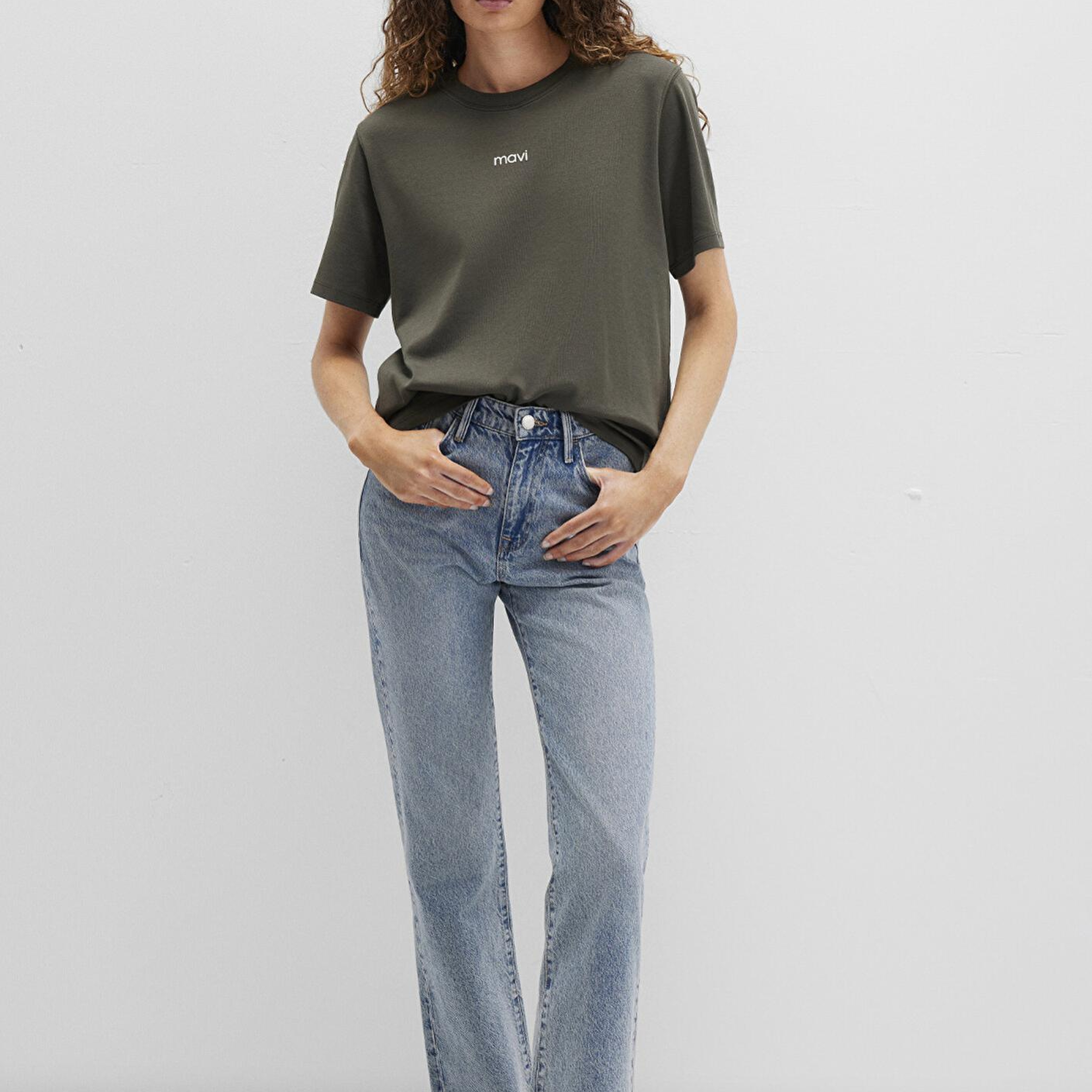 Mavi Mavi Logo Baskılı İnterlok Yeşil Tişört Regular Fit / Normal Kesim 1612829-71553