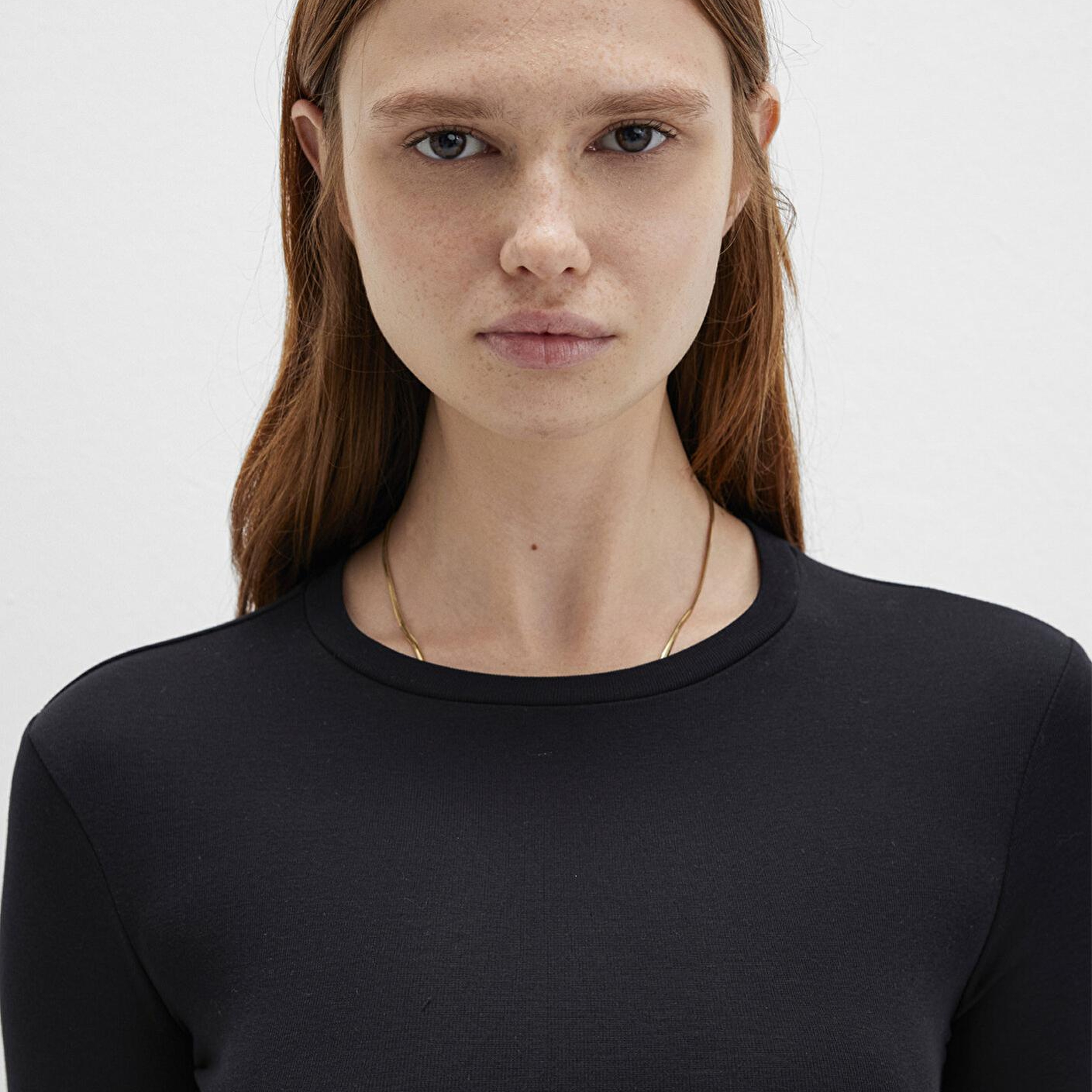 Mavi Uzun Kollu Siyah Crop Basic Tişört Crop / Kısa Kesim 1612822-900