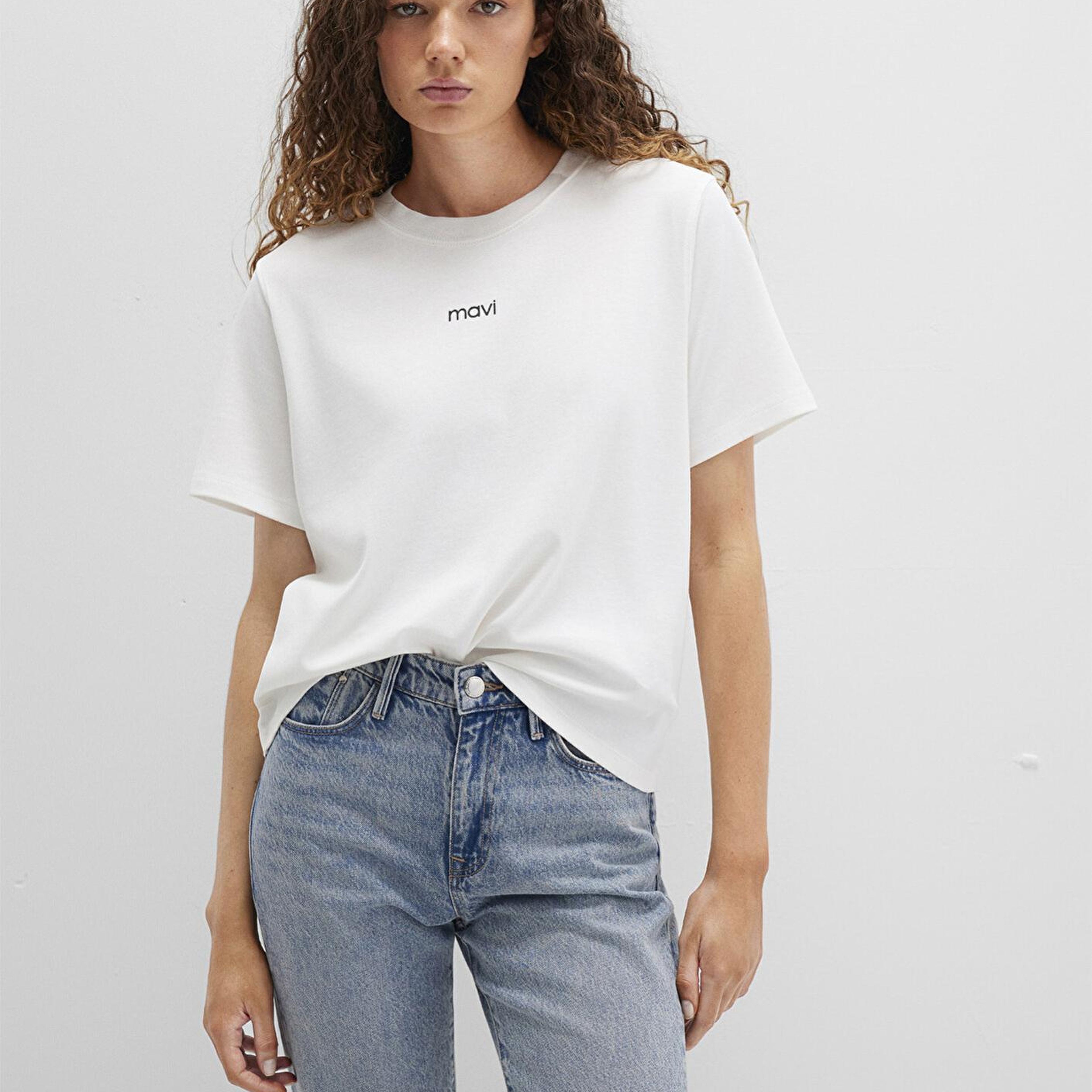 Mavi Mavi Logo Baskılı İnterlok Beyaz Tişört Regular Fit / Normal Kesim 1612829-80194