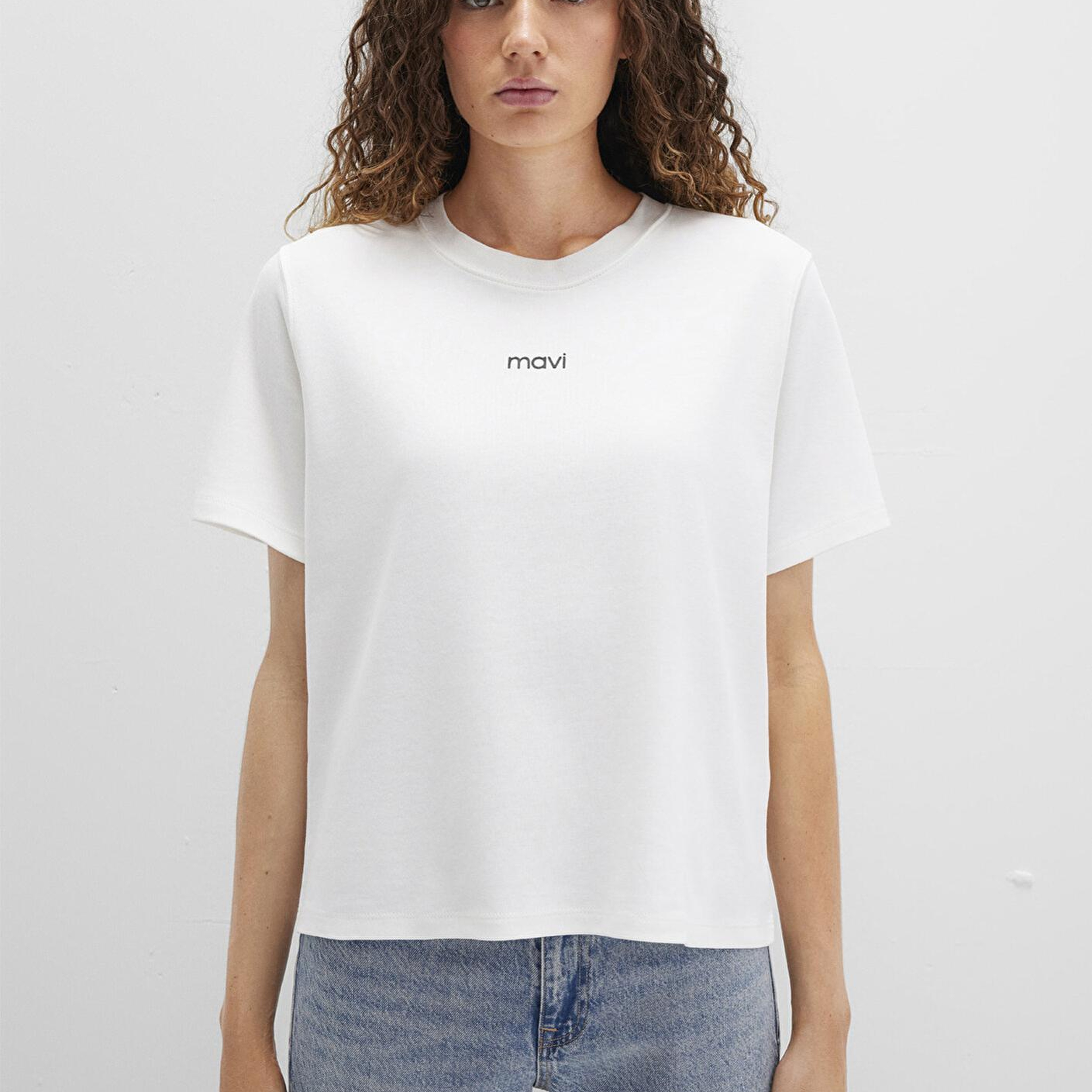 Mavi Mavi Logo Baskılı İnterlok Beyaz Tişört Regular Fit / Normal Kesim 1612829-80194