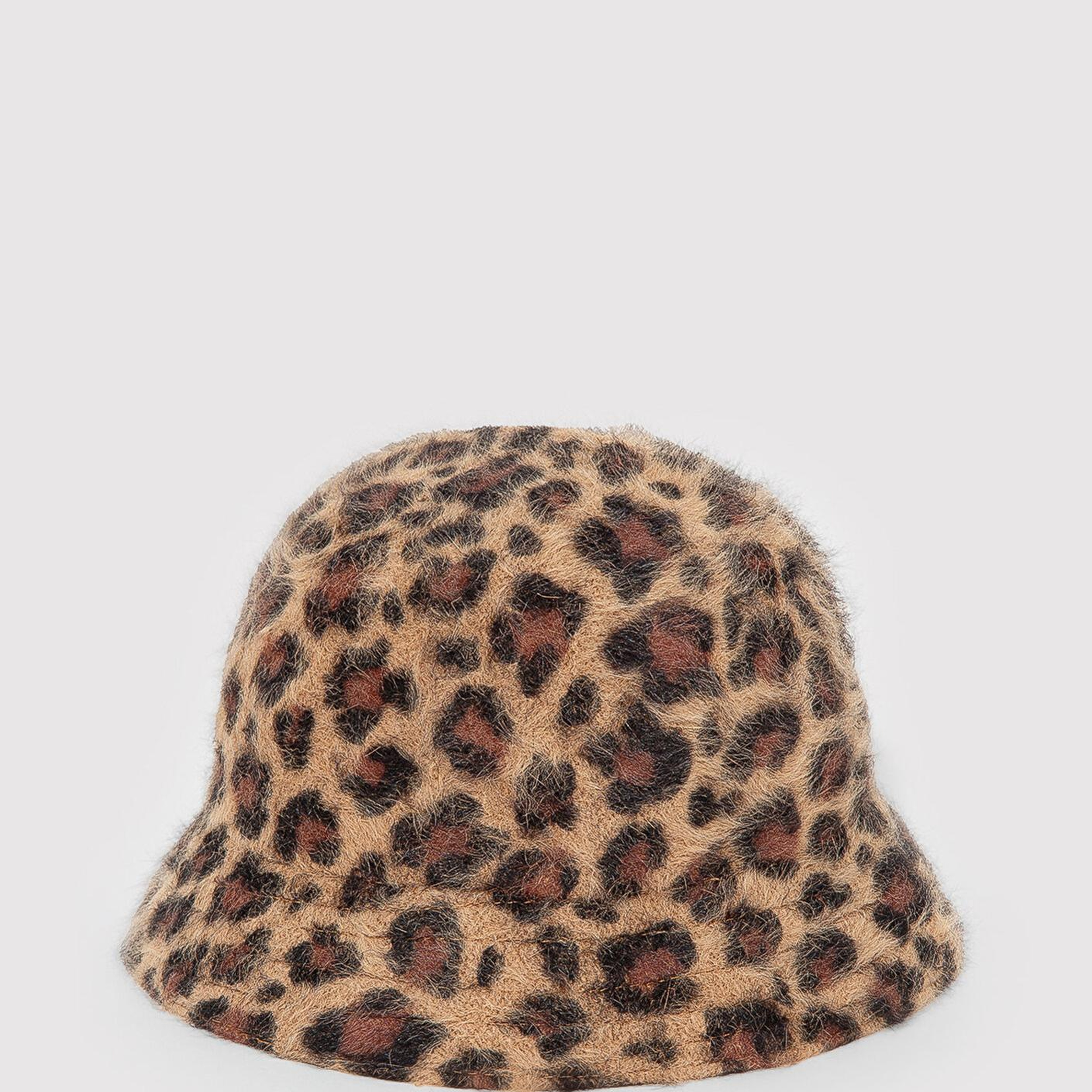 Mavi Peluş Leopar Desenli Bucket Şapka 198988-25818