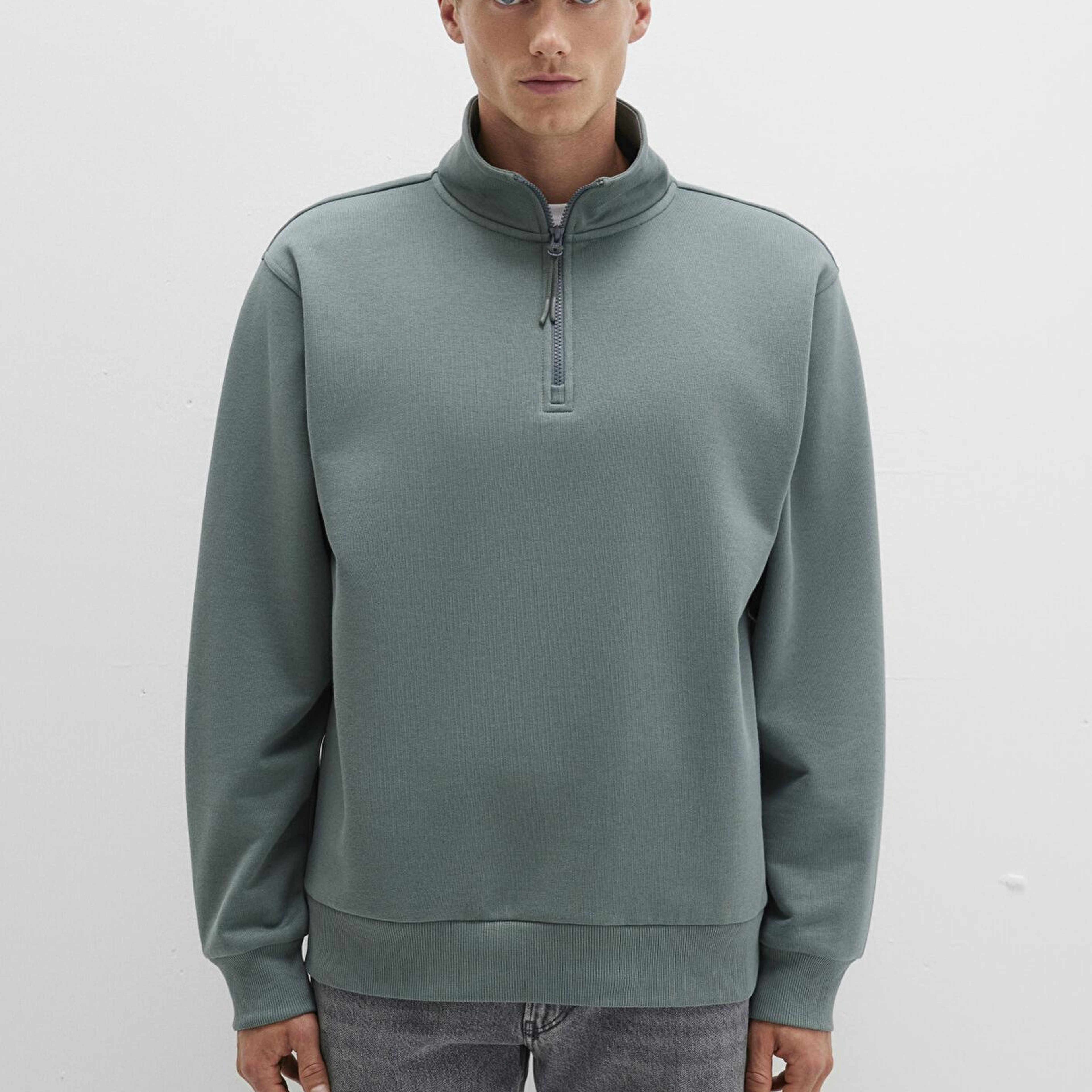 Mavi Yarı Fermuarlı Yeşil Basic Sweatshirt 0S10278-71577